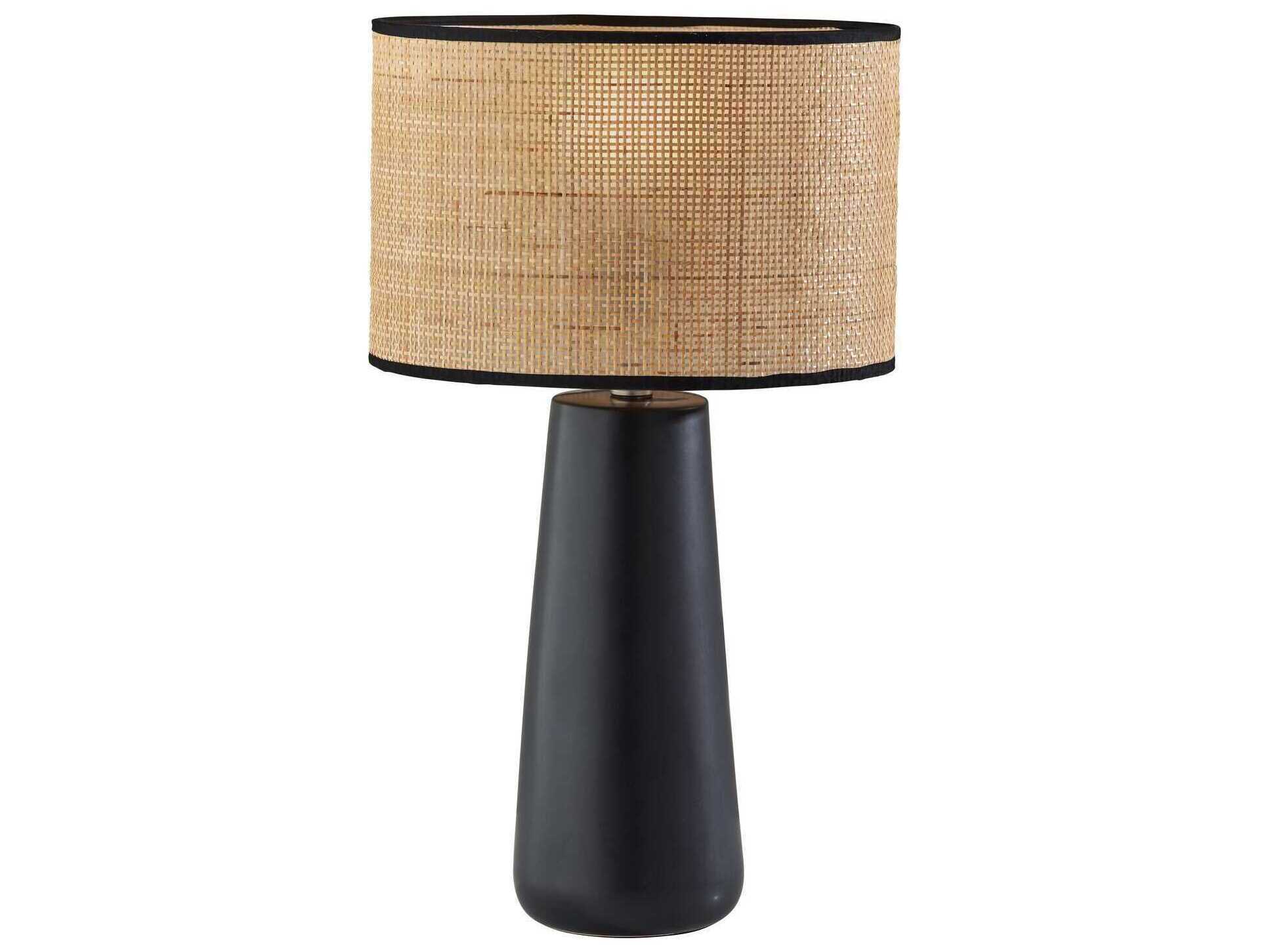Adesso Sheffield Black Rattan Table Lamp