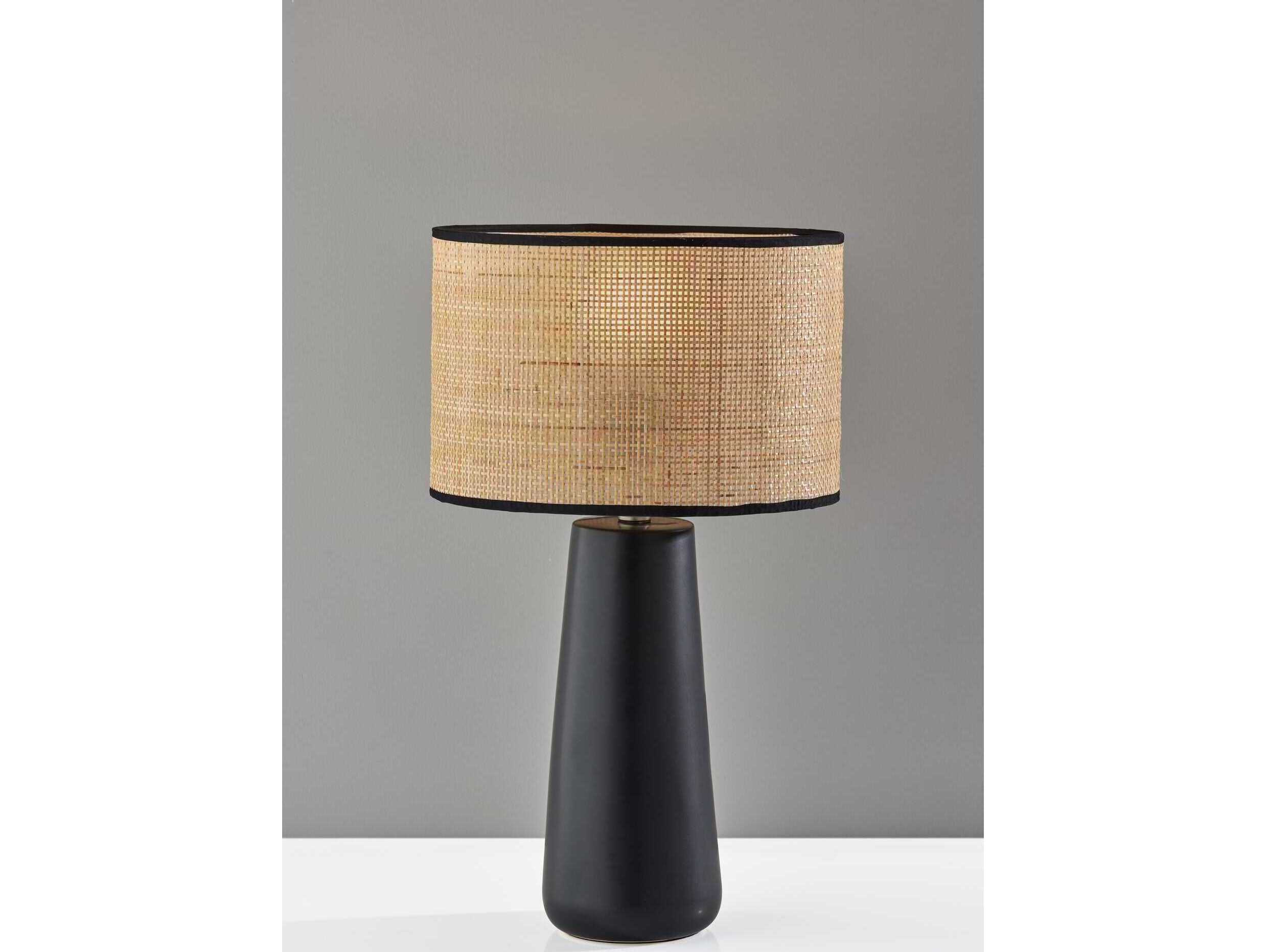 Adesso Sheffield Black Rattan Table Lamp
