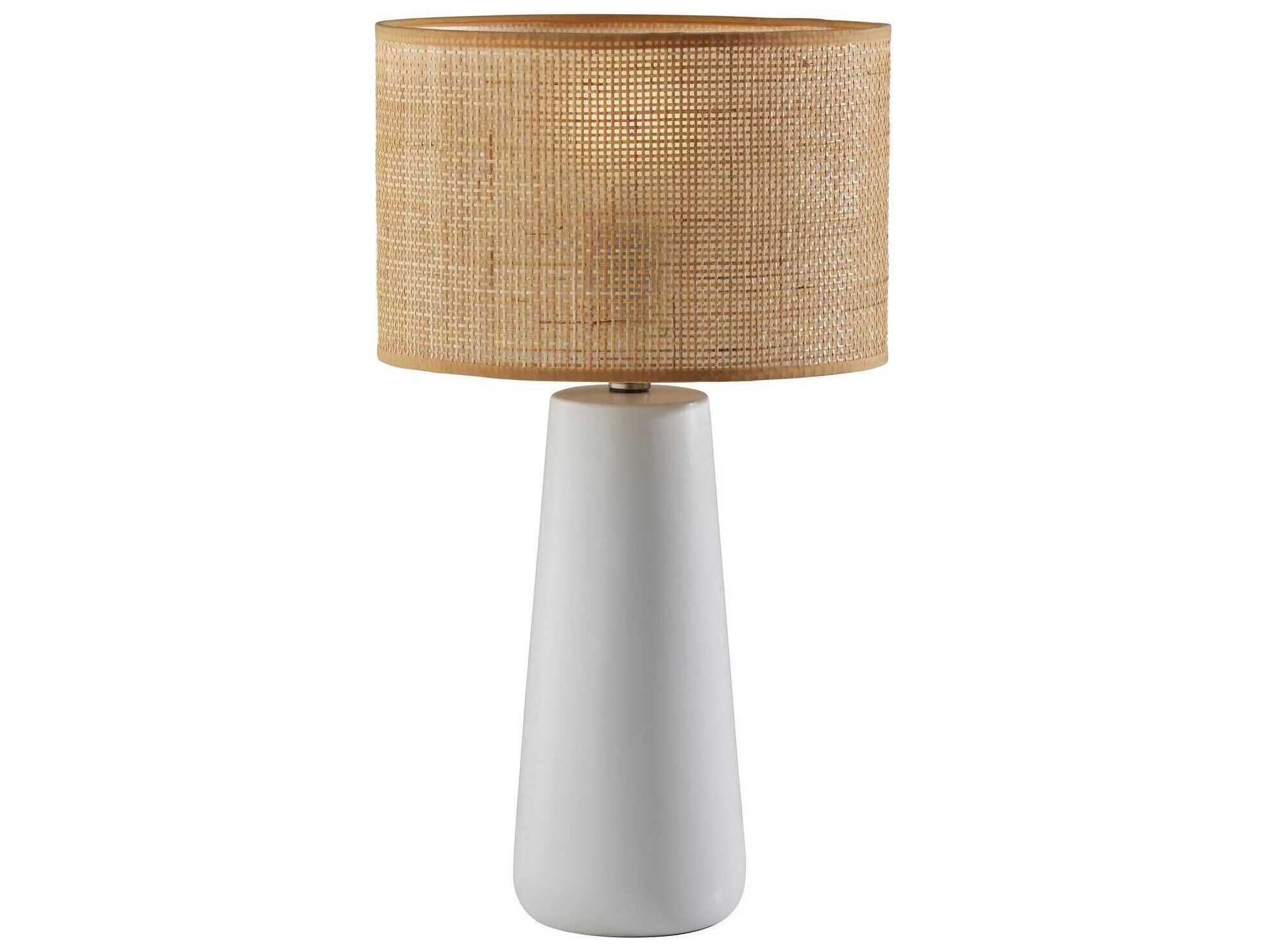 Adesso Sheffield White Rattan Table Lamp