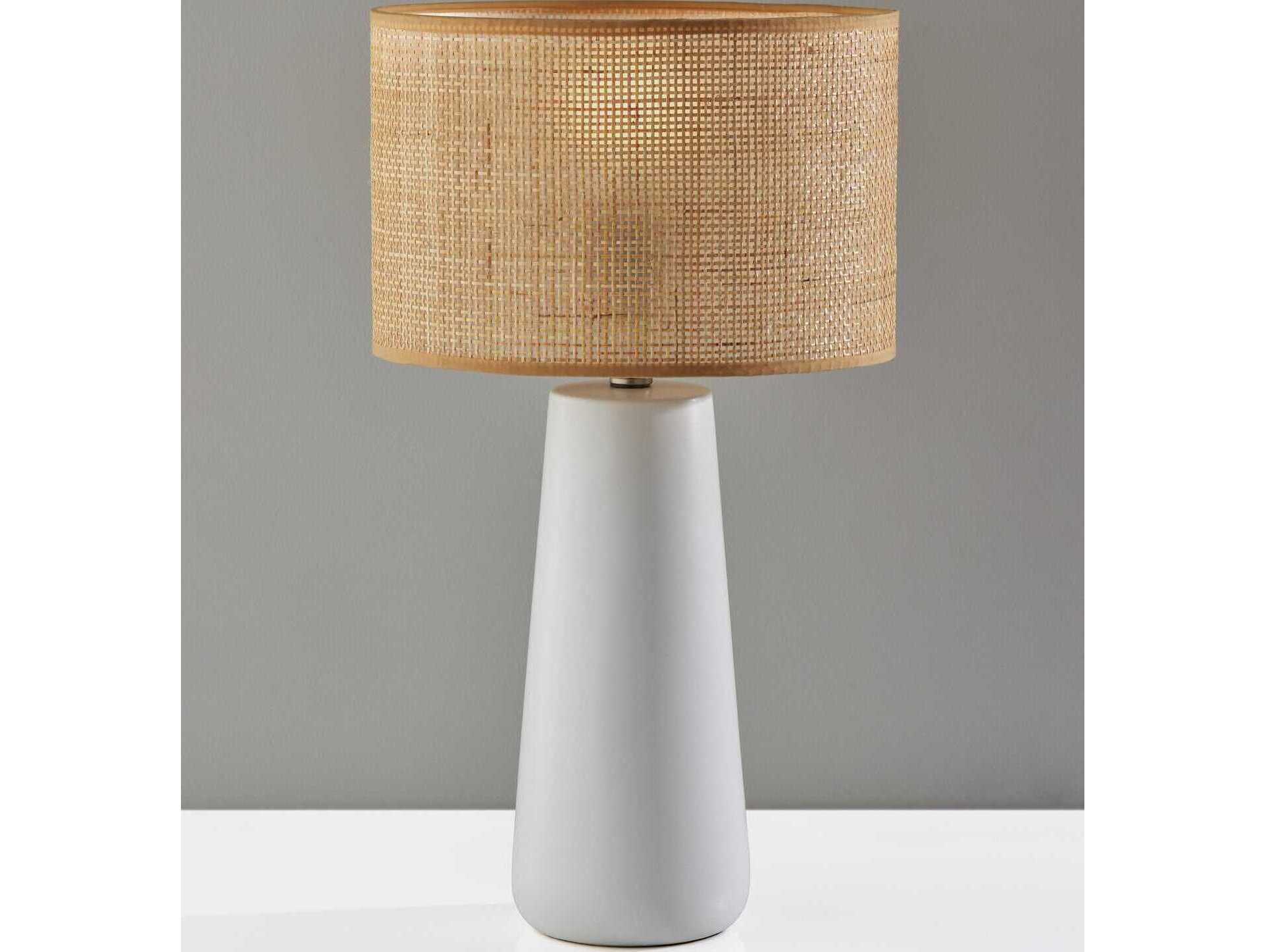 Adesso Sheffield White Rattan Table Lamp
