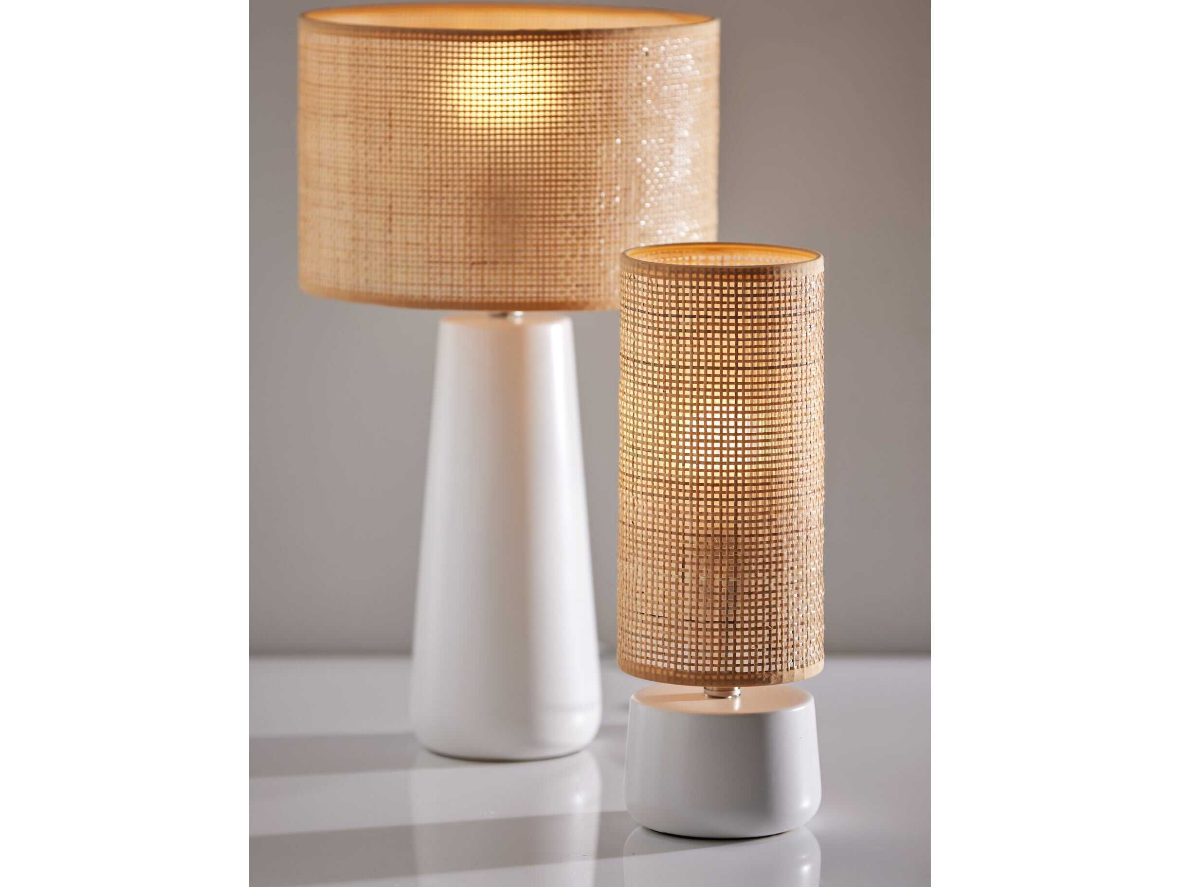 Adesso Sheffield White Rattan Table Lamp