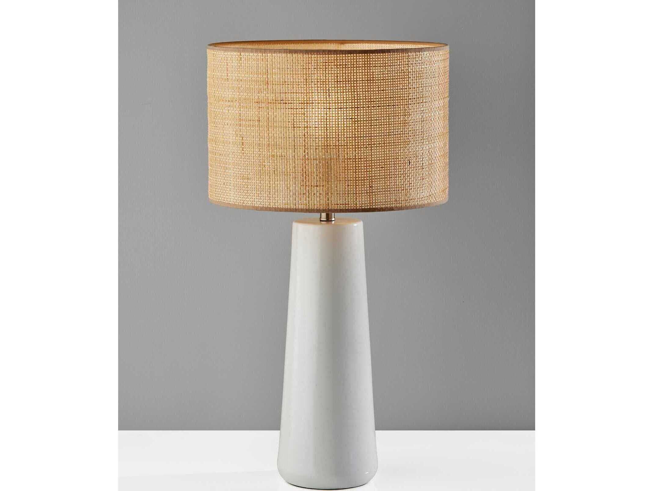 Adesso Sheffield White Natural Rattan With Beige Trim Buffet Lamp