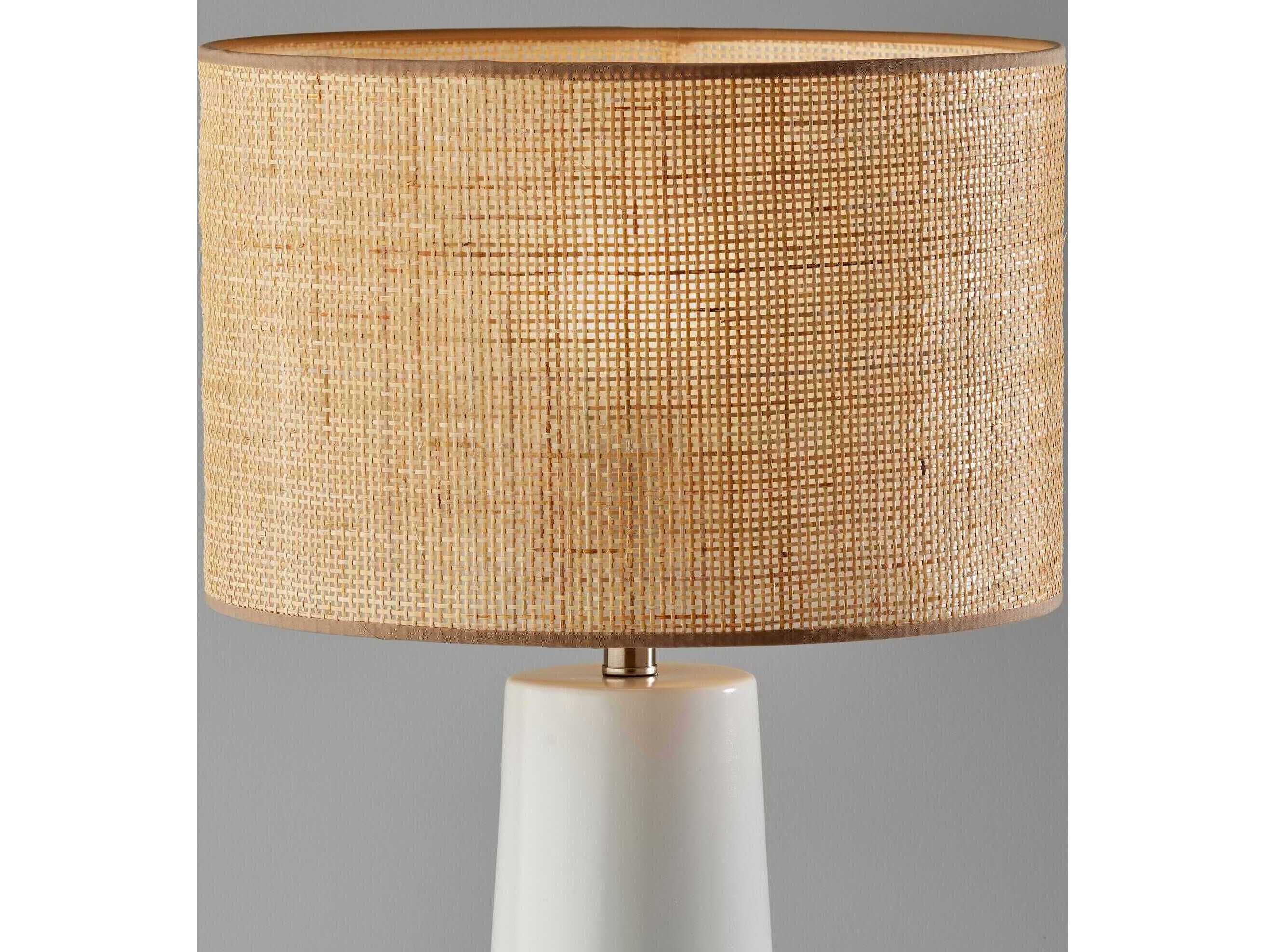 Adesso Sheffield White Natural Rattan With Beige Trim Buffet Lamp