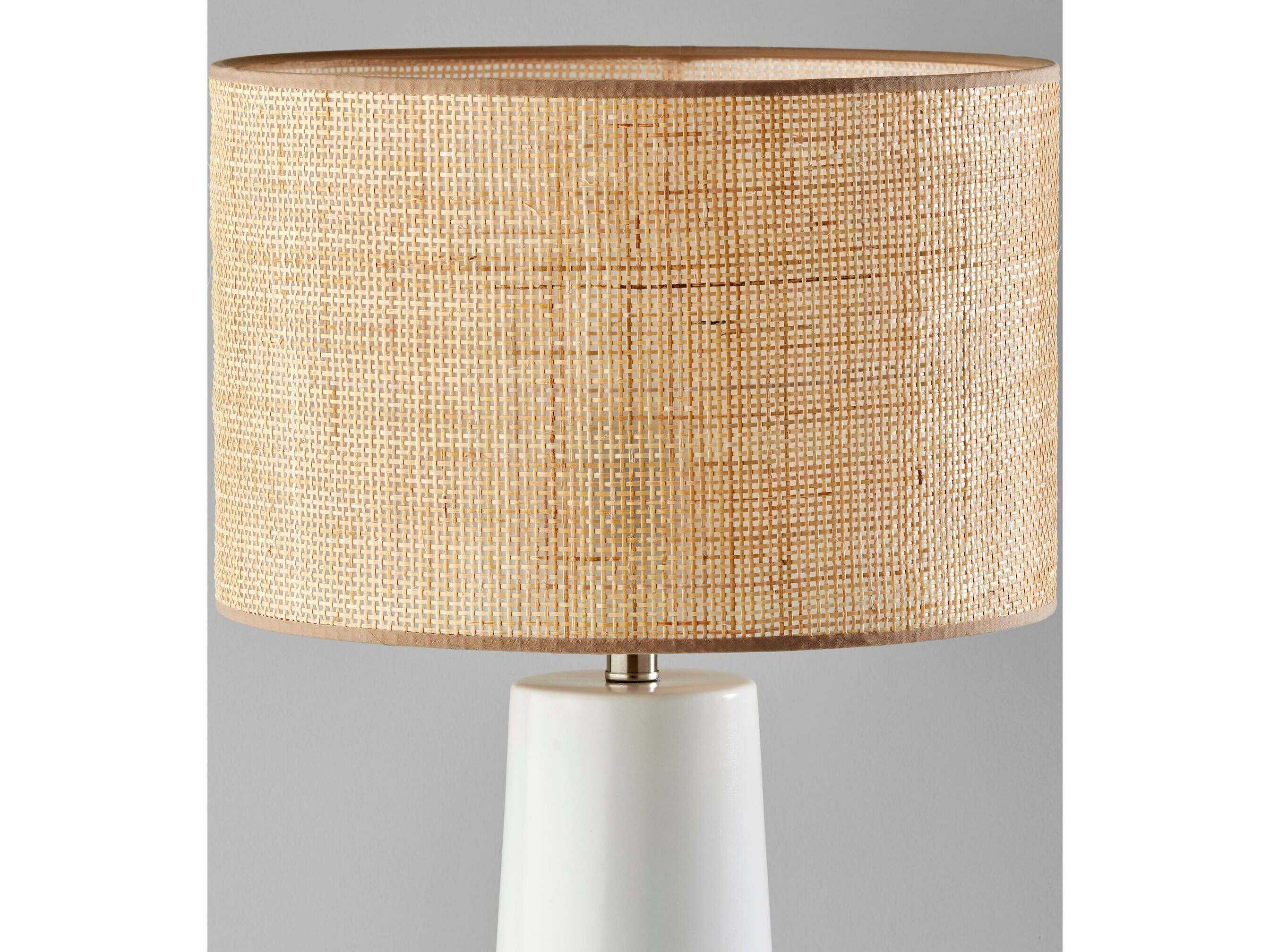 Adesso Sheffield White Natural Rattan With Beige Trim Buffet Lamp