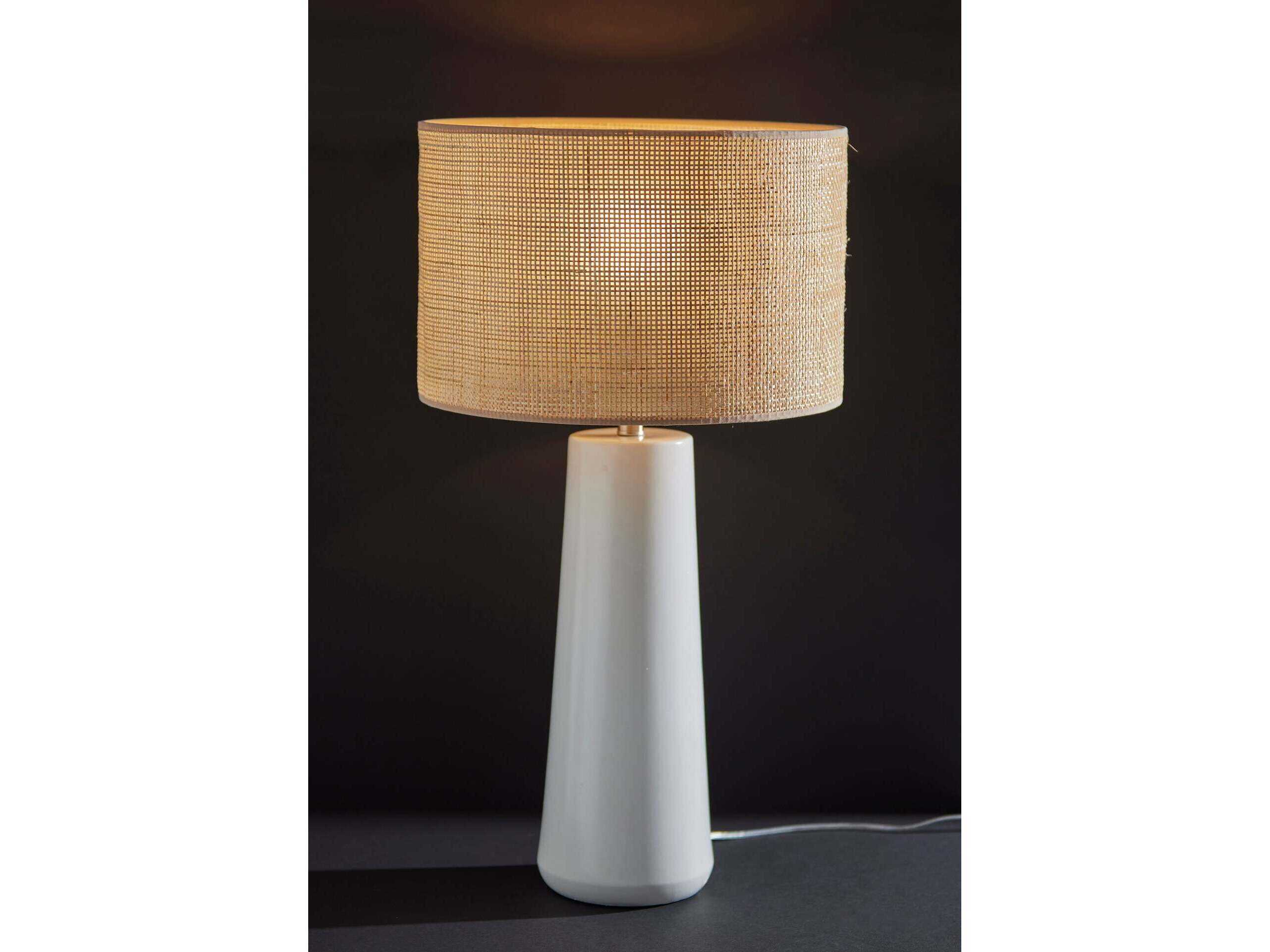 Adesso Sheffield White Natural Rattan With Beige Trim Buffet Lamp