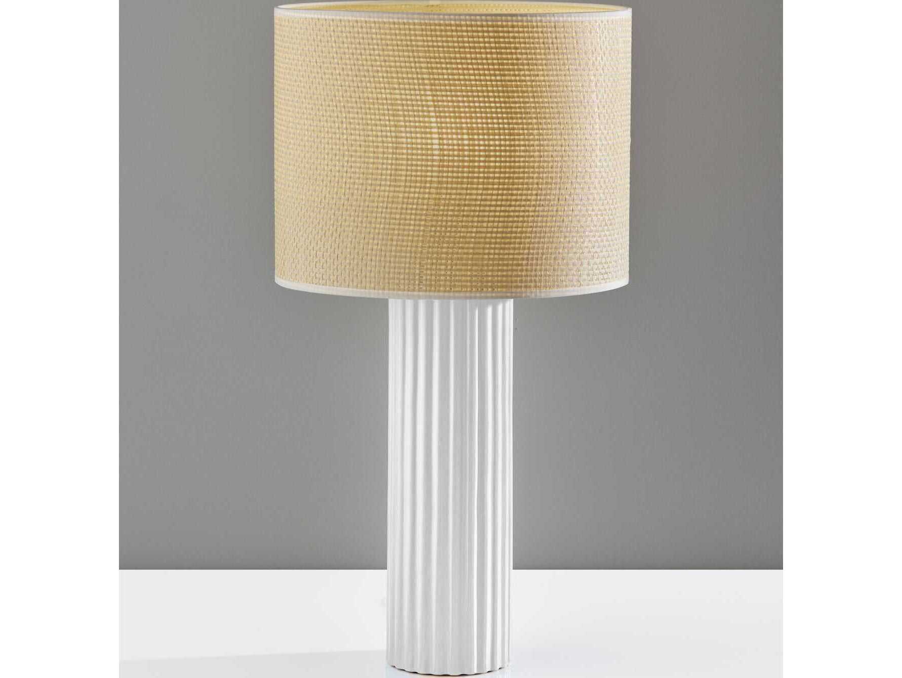 Adesso Primrose White Woven Natural Table Lamp