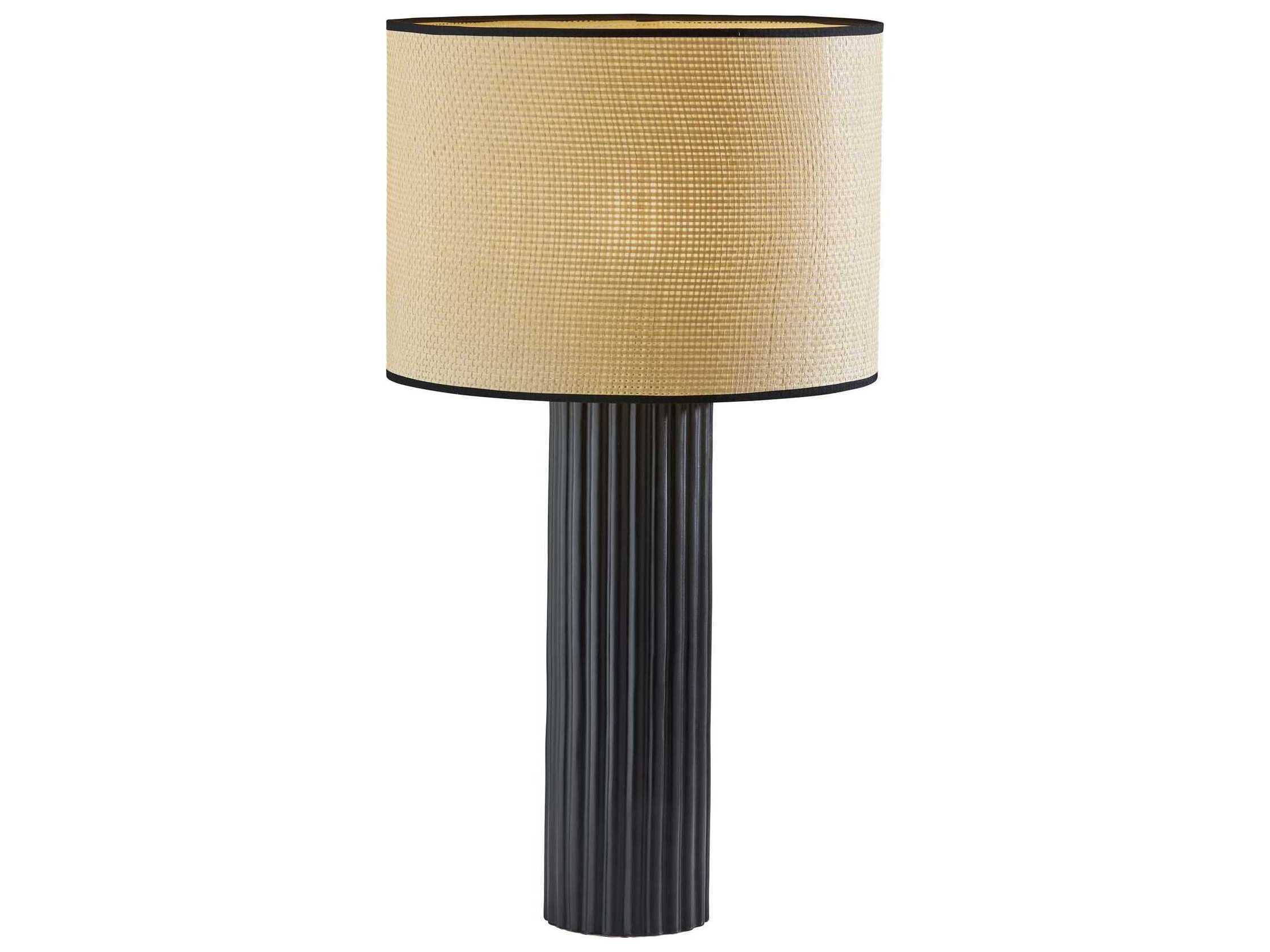 Adesso Primrose Black Woven Natural Buffet Lamp