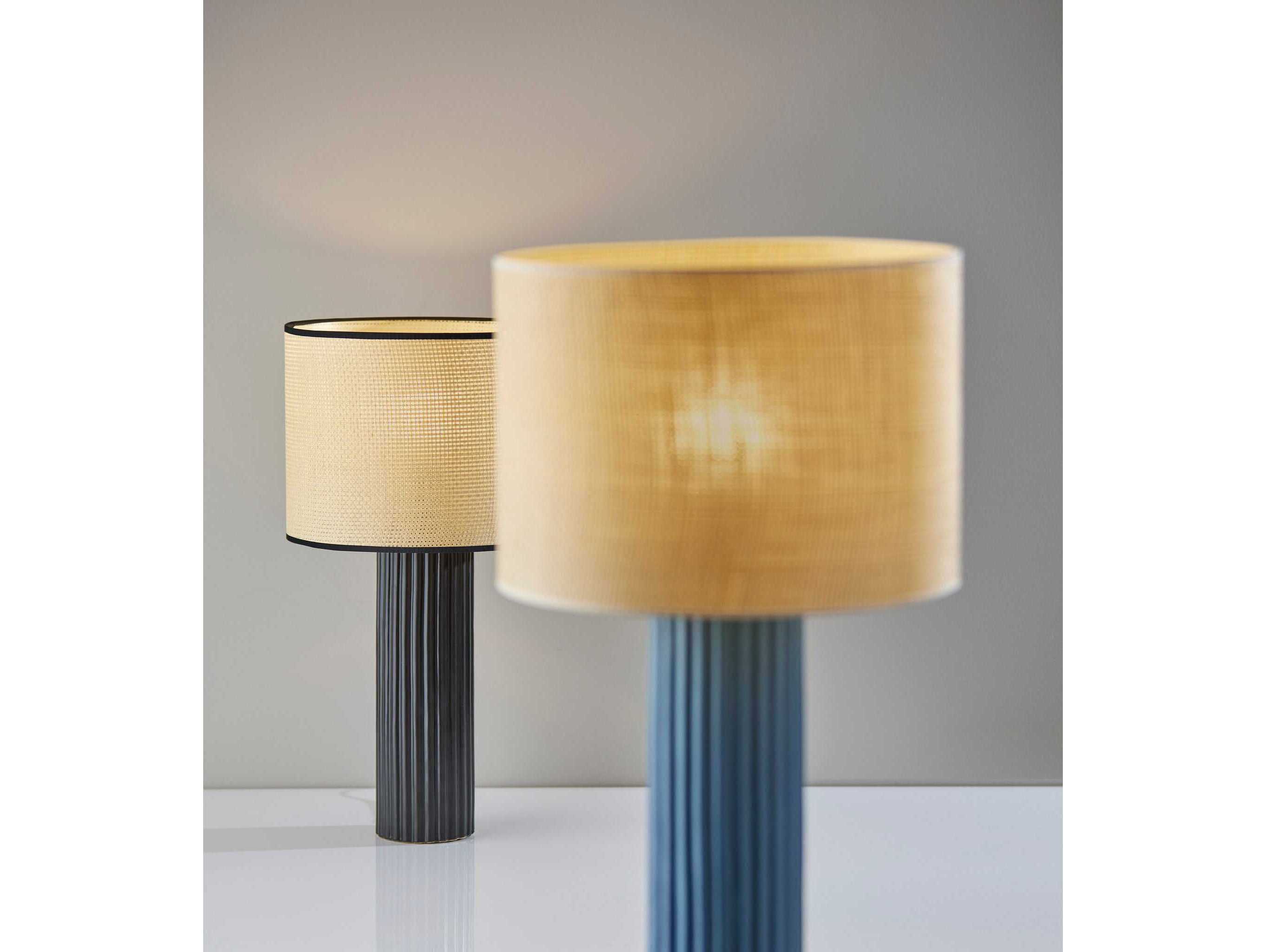 Adesso Primrose Black Woven Natural Buffet Lamp