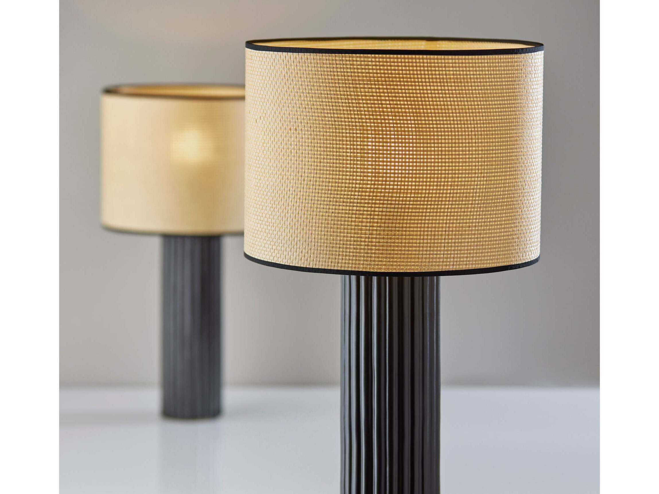 Adesso Primrose Black Woven Natural Buffet Lamp