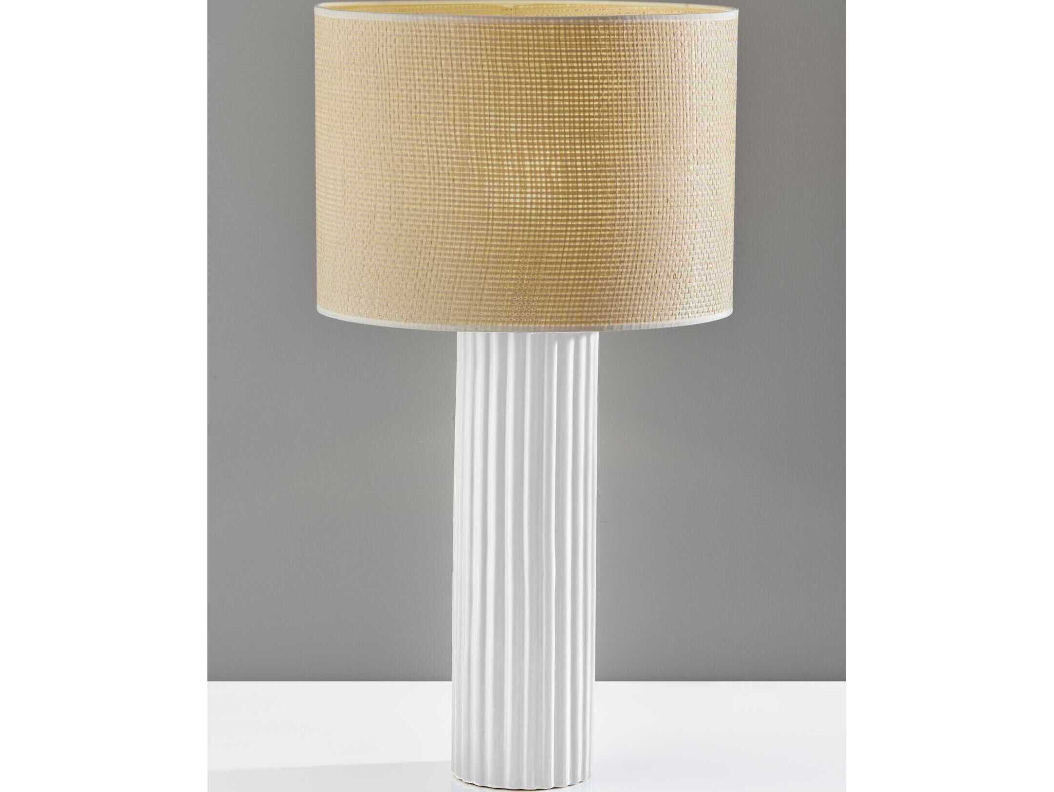Adesso Primrose White Woven Natural Buffet Lamp