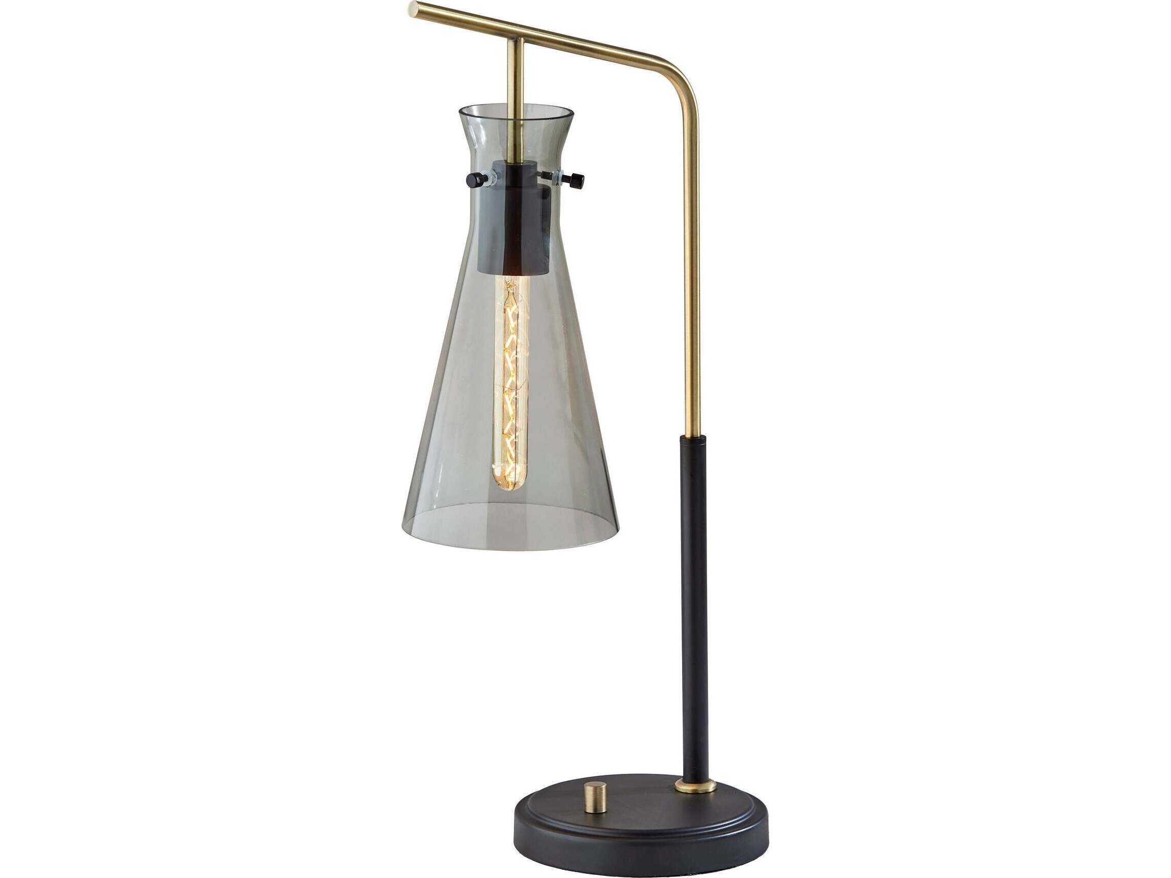 Adesso Walker Black Smoked Glass Desk Lamp