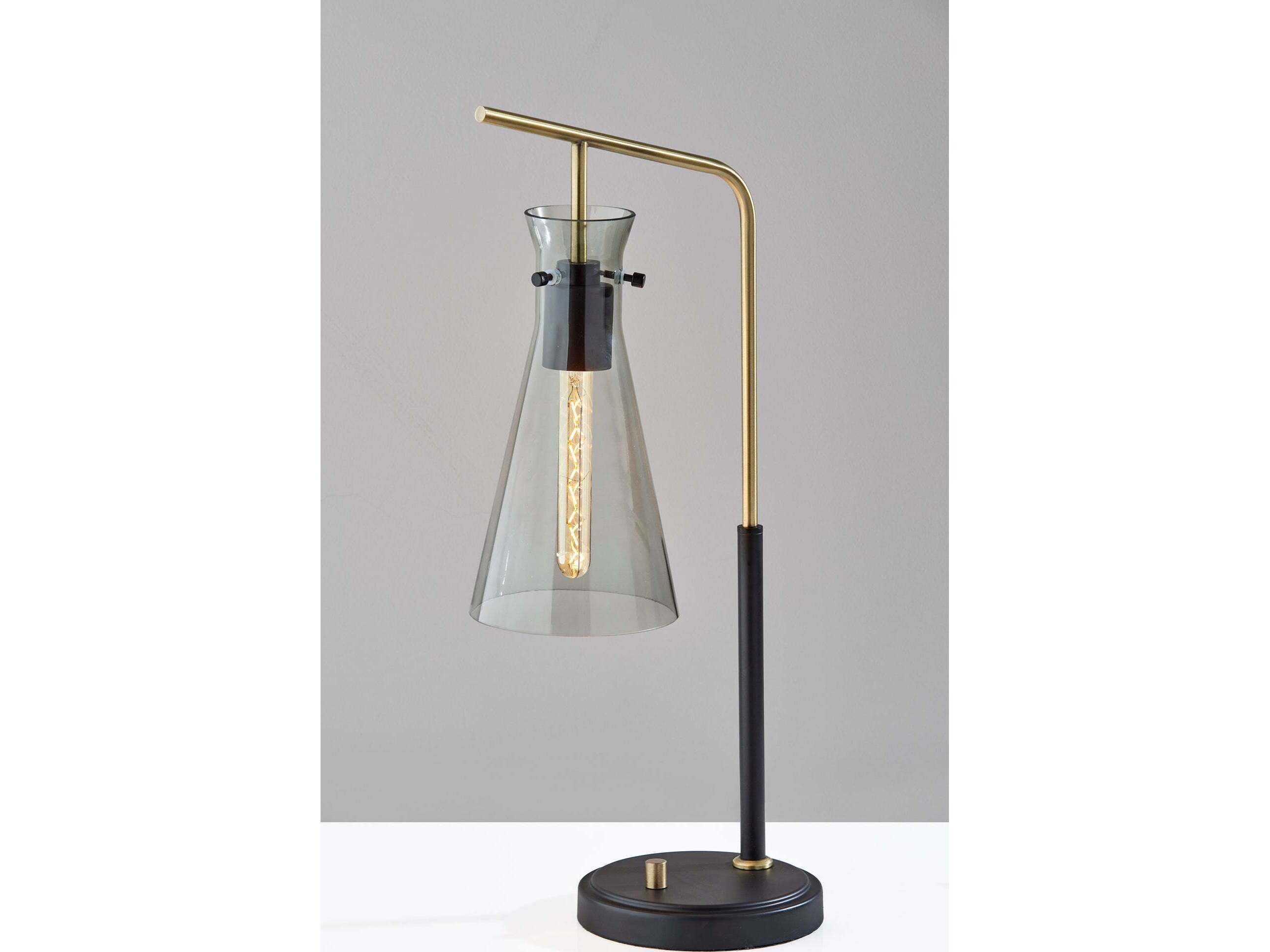 Adesso Walker Black Smoked Glass Desk Lamp