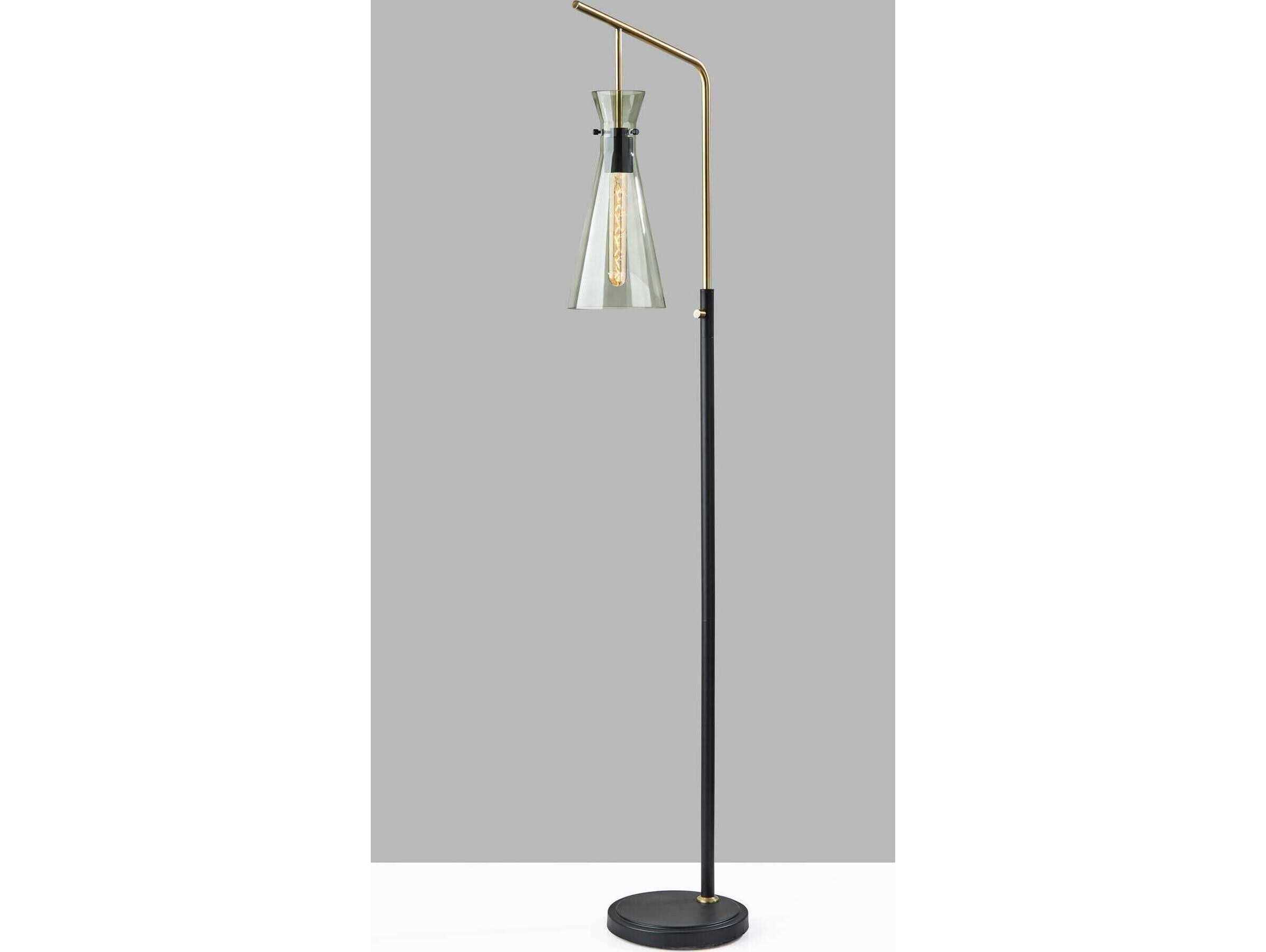 Adesso Walker Black Smoked Glass Floor Lamp