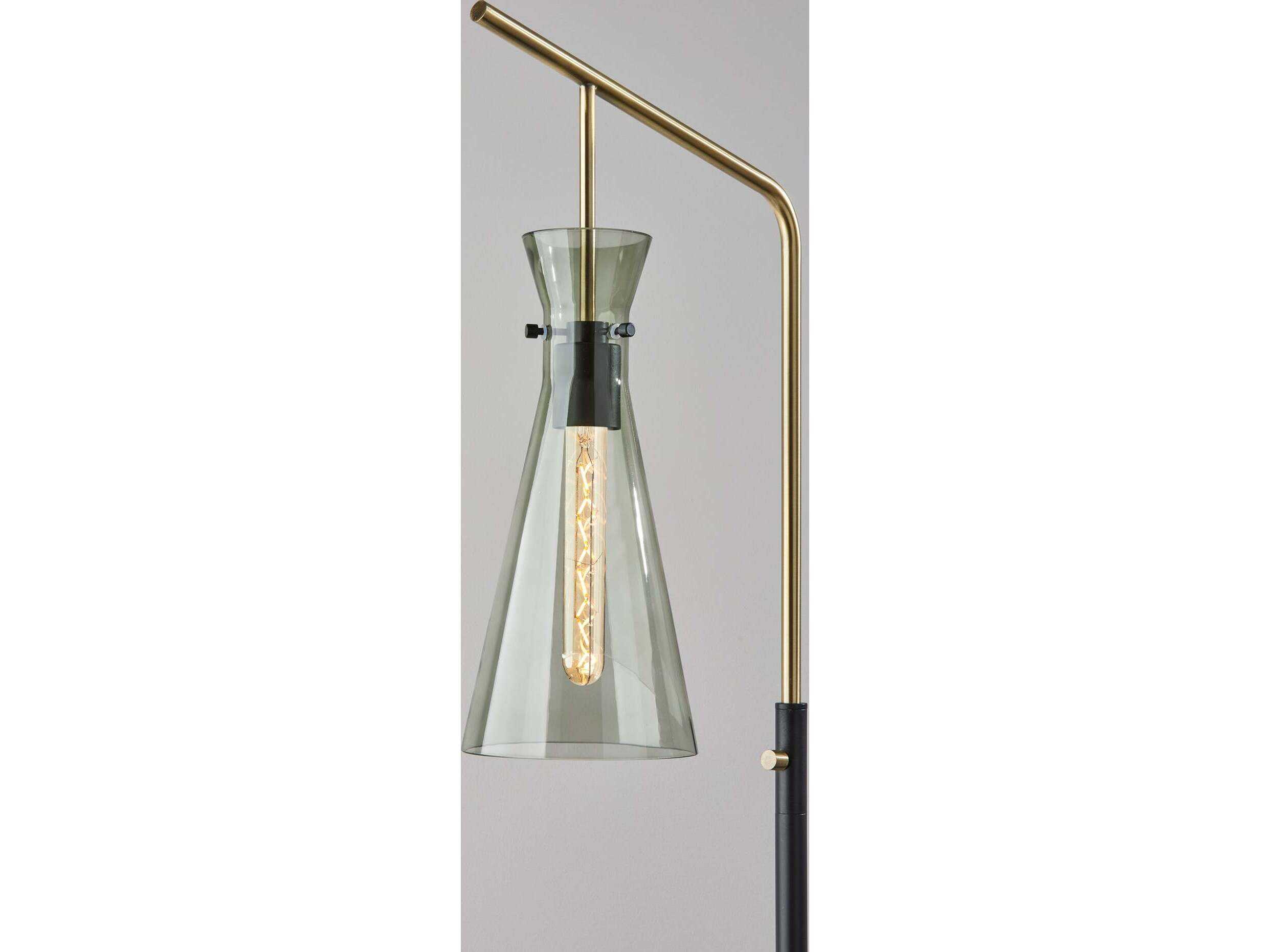Adesso Walker Black Smoked Glass Floor Lamp