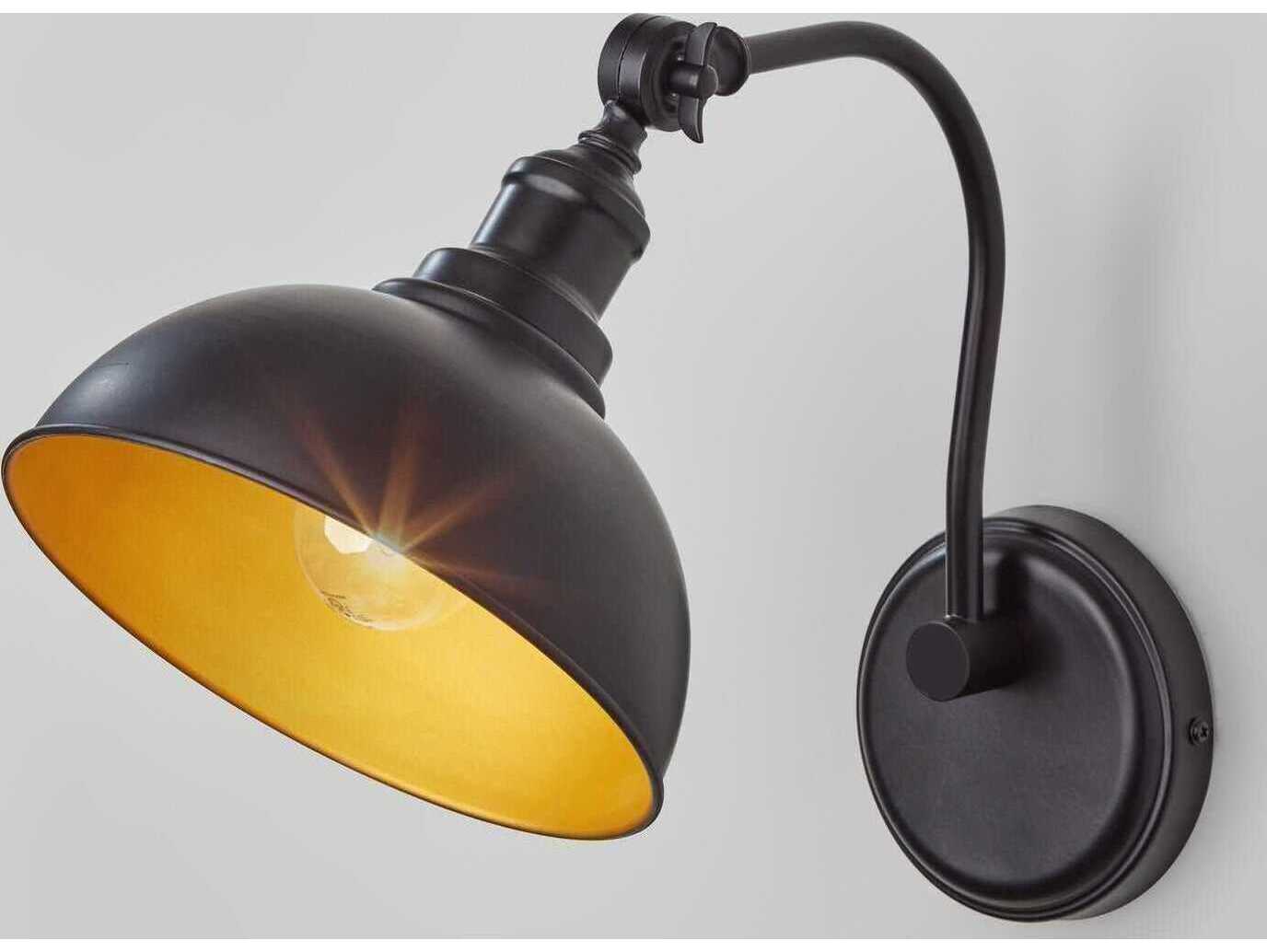 Adesso Wallace Black Gold Swing Wall Sconce