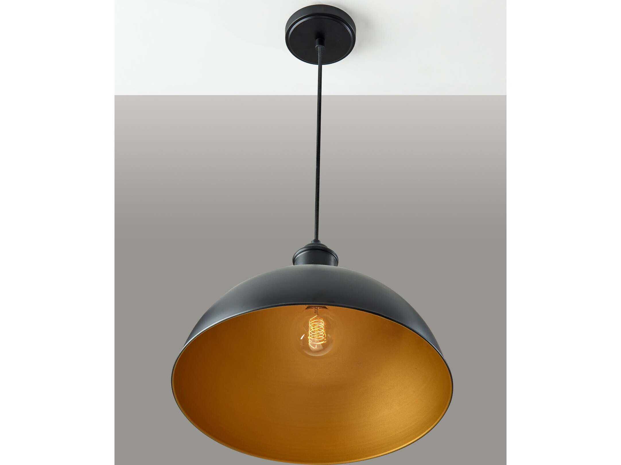 Adesso Wallace Black Gold Dome Pendant