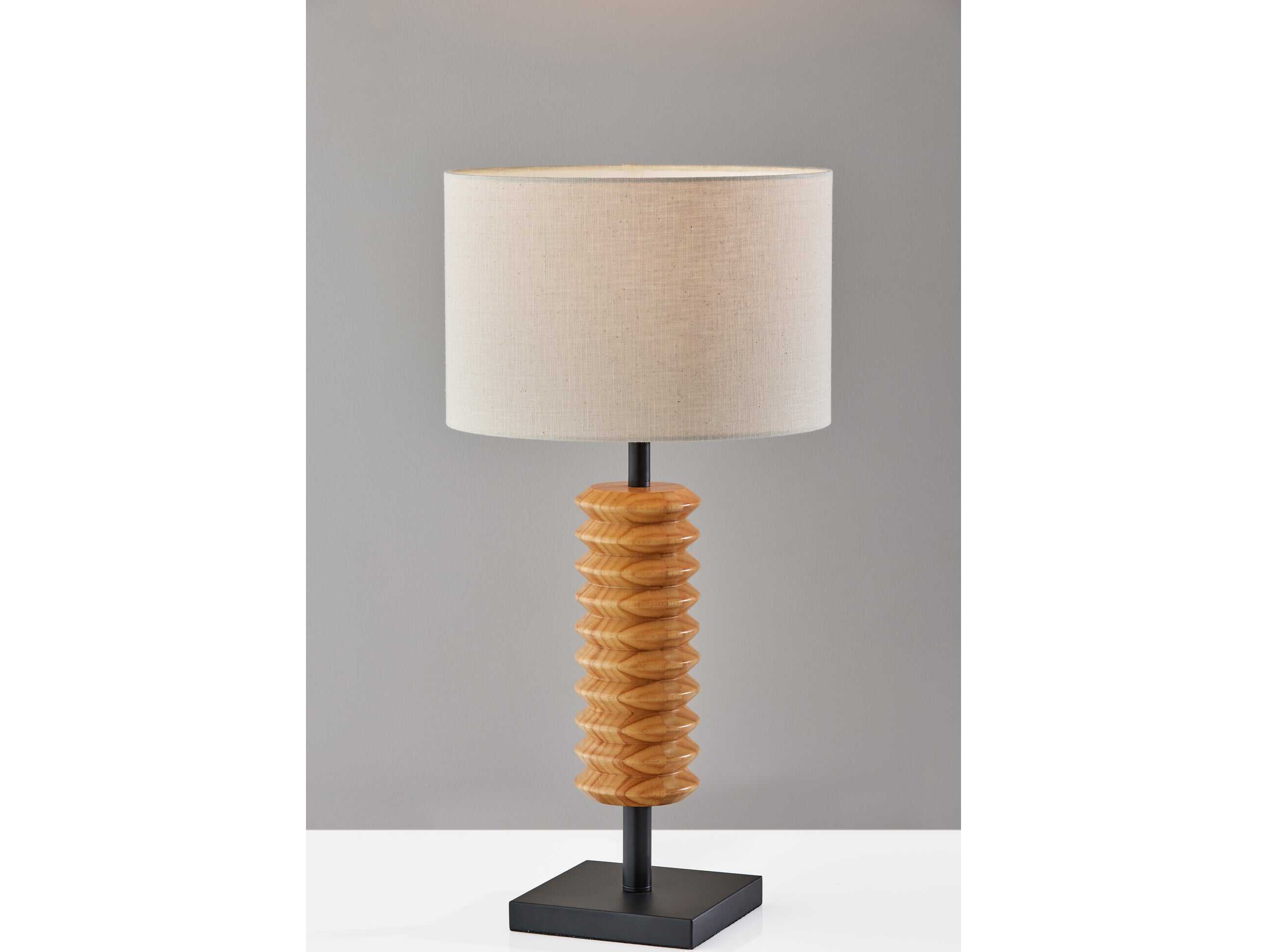 Adesso Judith Black Natural Cream Textured Fabric Buffet Lamp