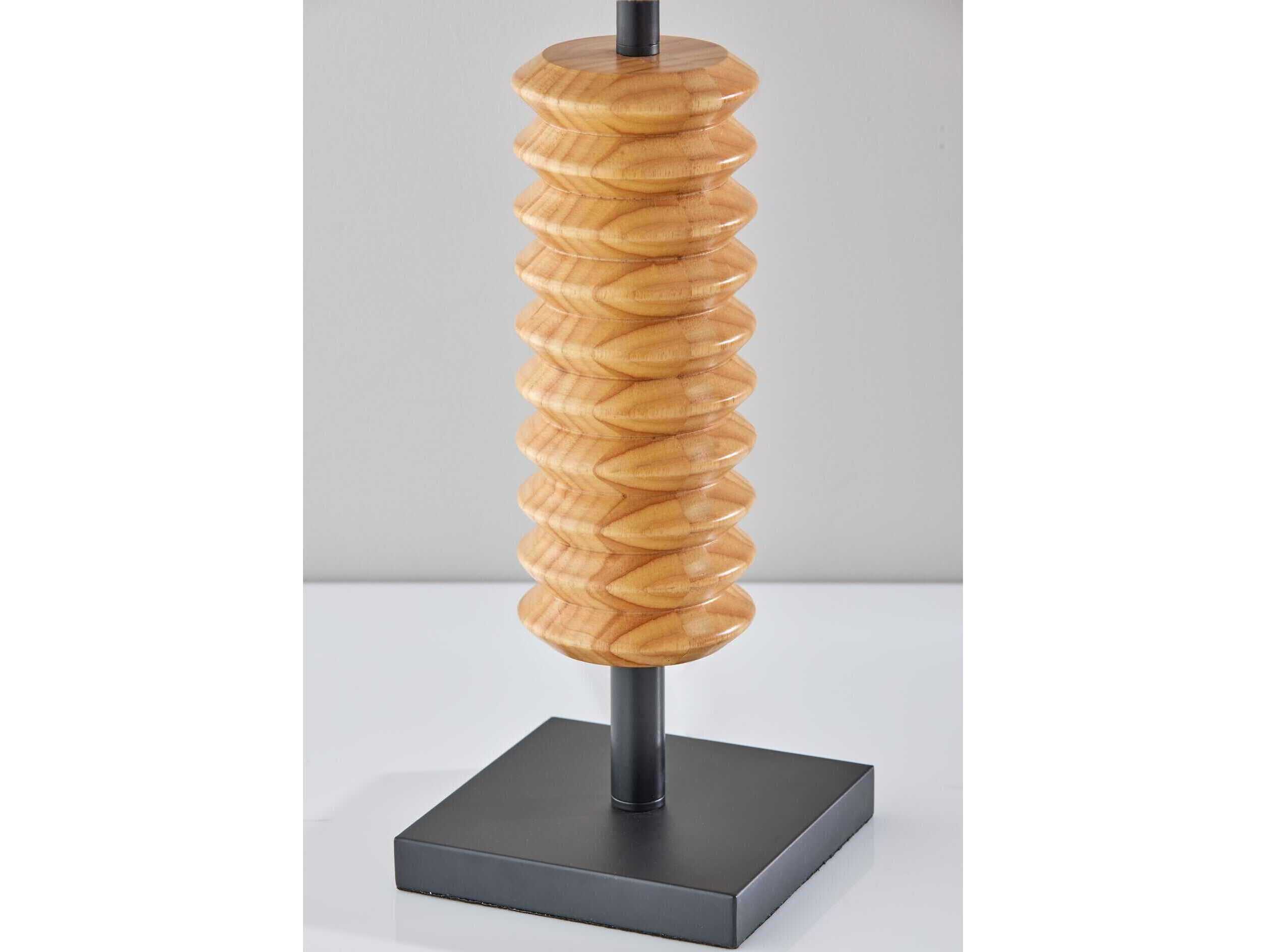 Adesso Judith Black Natural Cream Textured Fabric Buffet Lamp