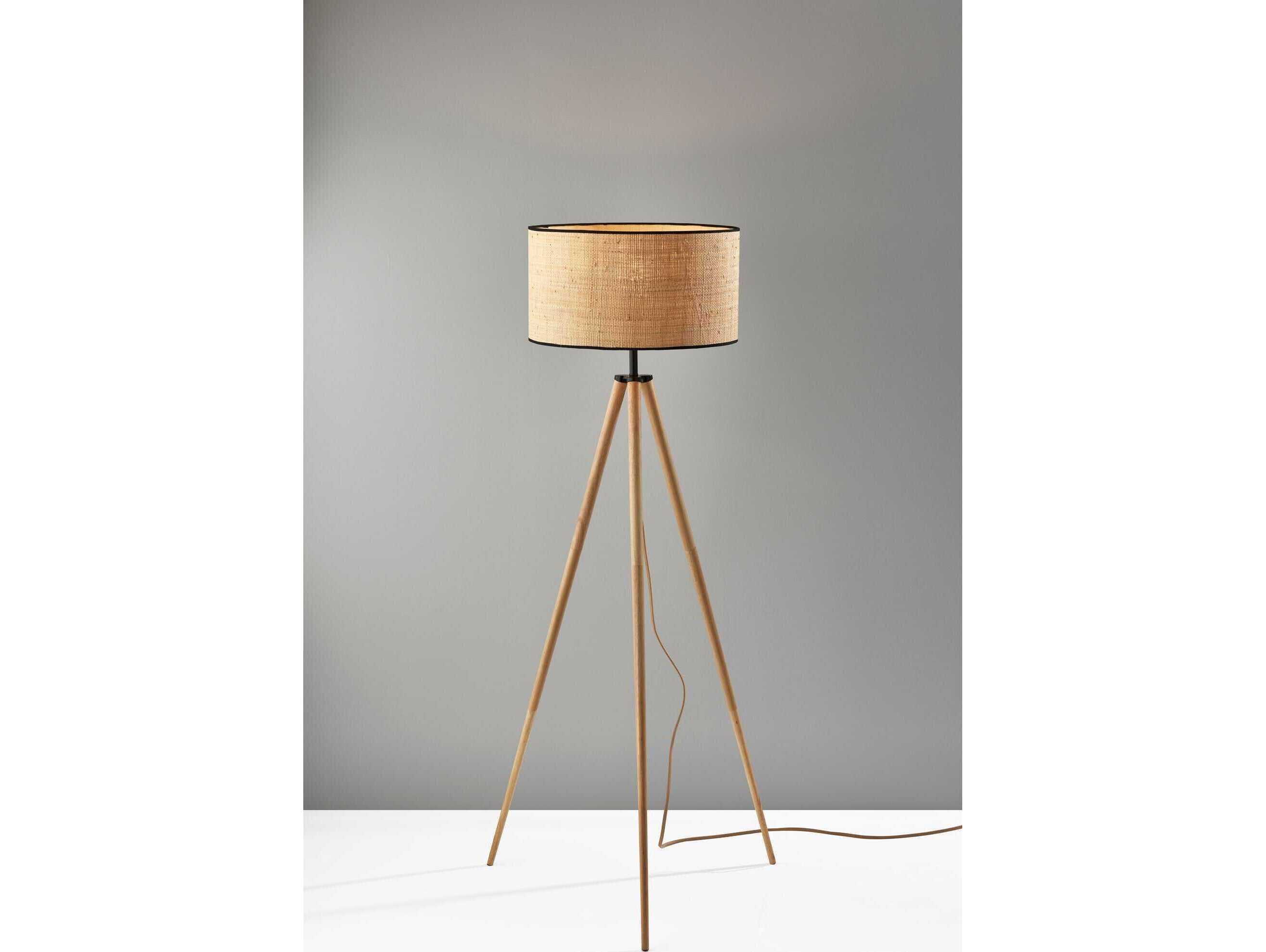 Adesso Jackson Natural Black Brown Floor Lamp