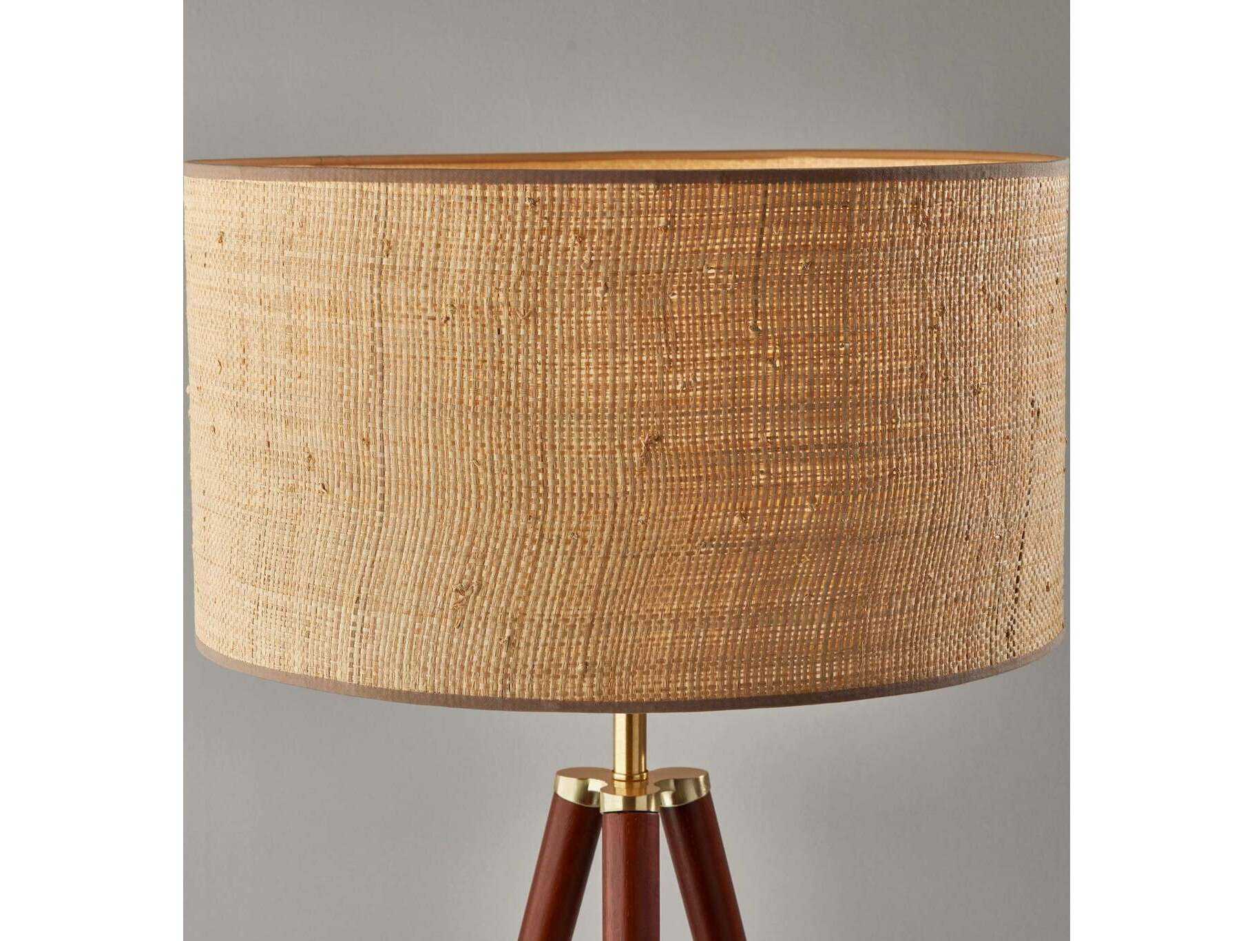 Adesso Jackson Walnut Antique Brass Brown Floor Lamp