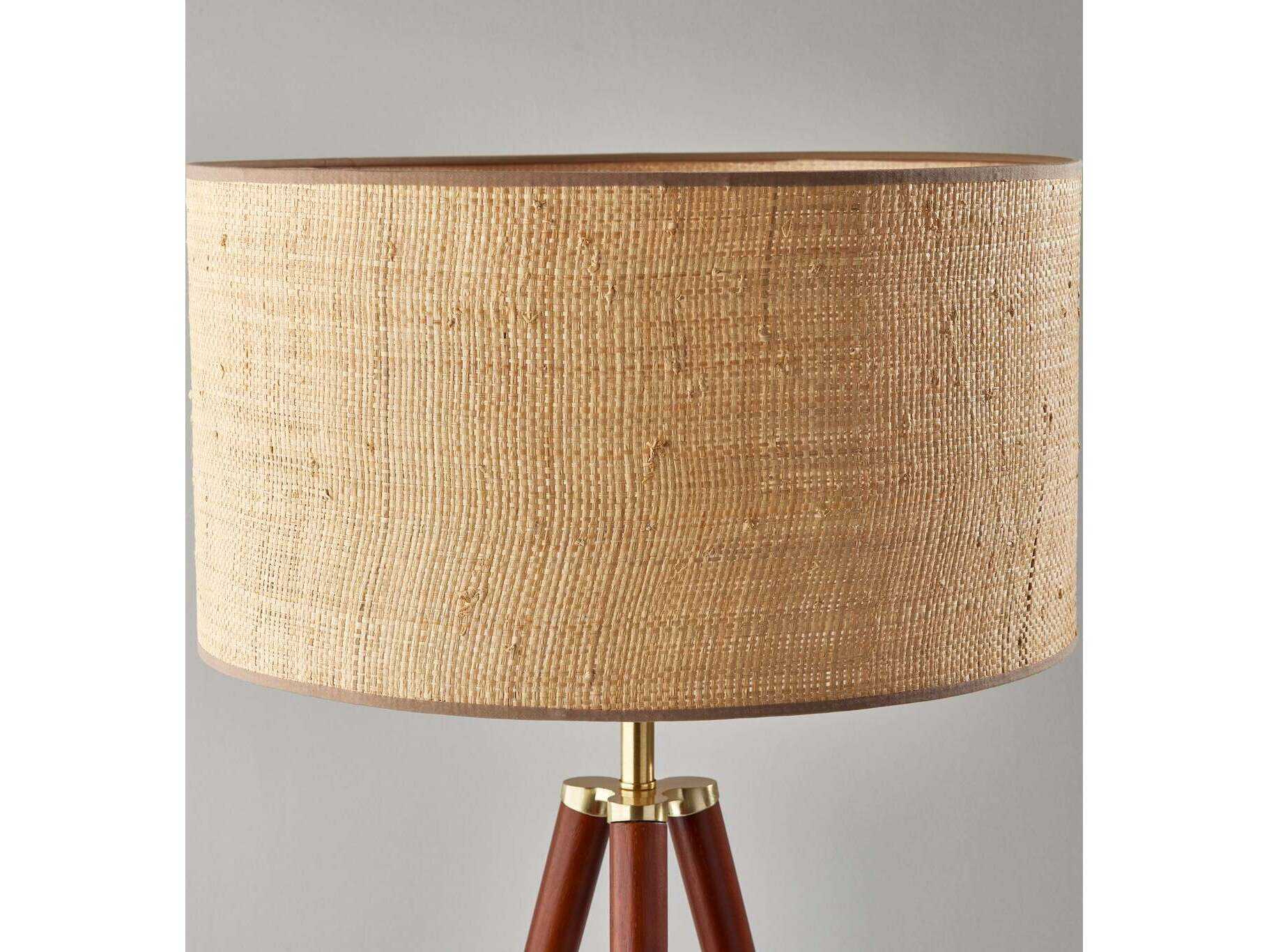 Adesso Jackson Walnut Antique Brass Brown Floor Lamp