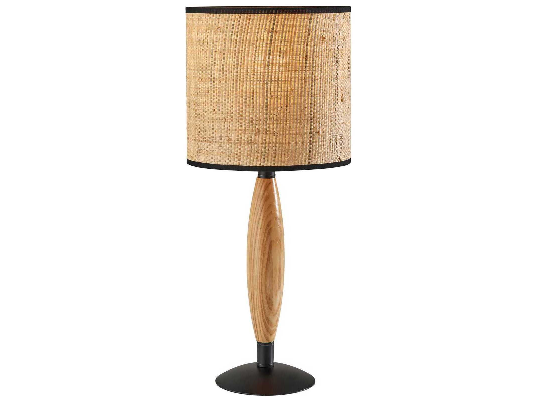 Adesso Cayman Black Natural Brown Table Lamp