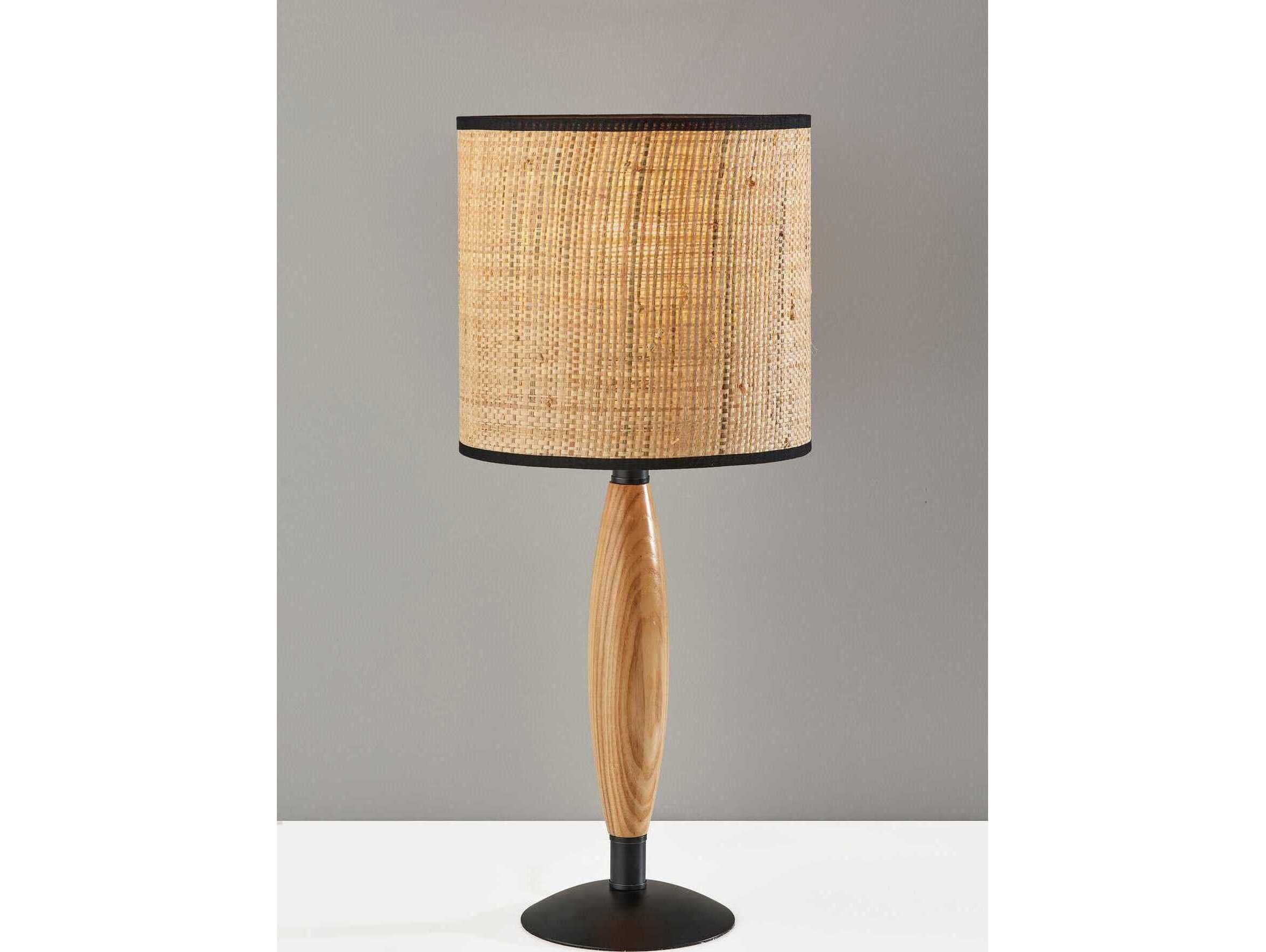 Adesso Cayman Black Natural Brown Table Lamp