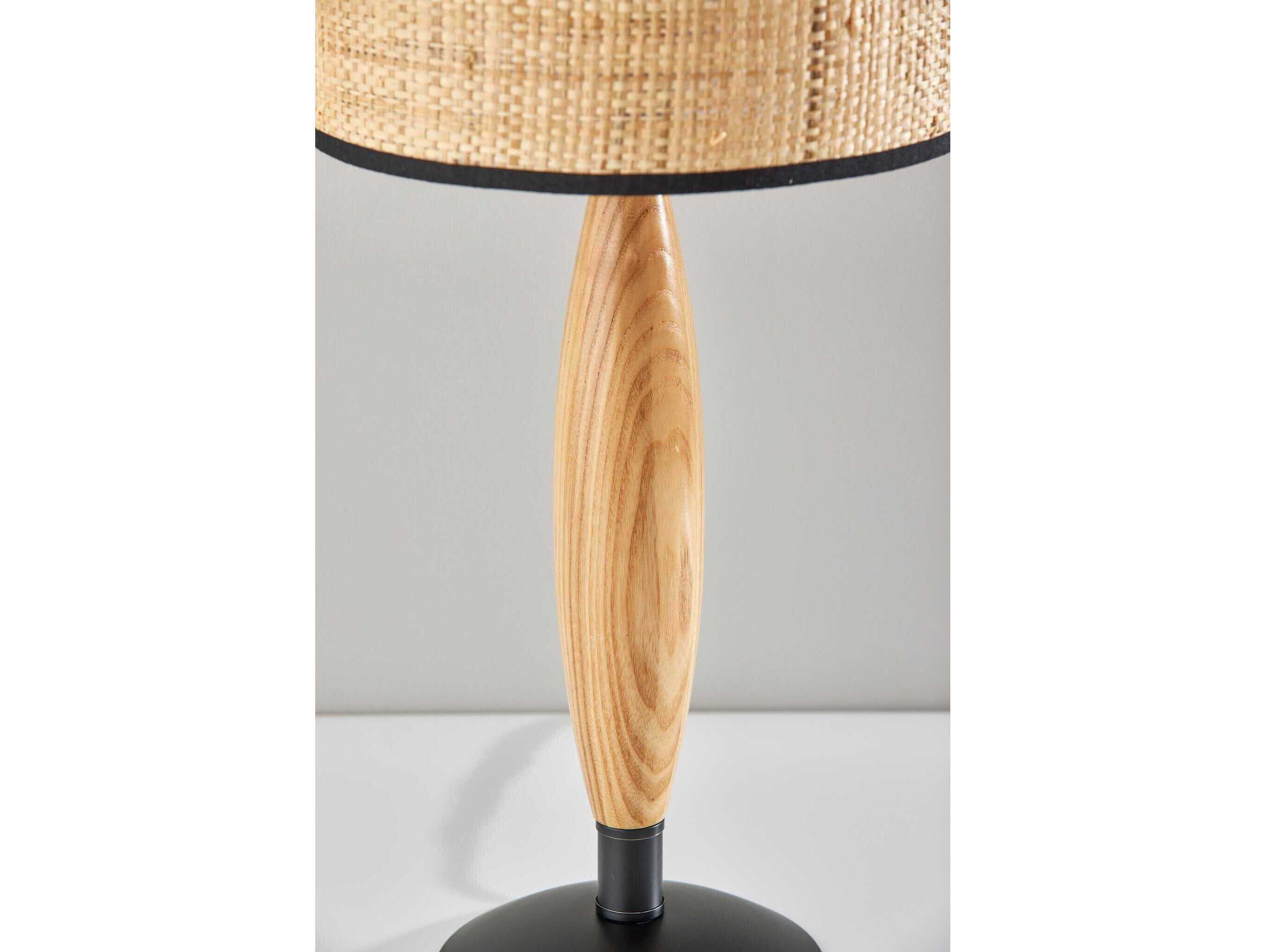 Adesso Cayman Black Natural Brown Table Lamp