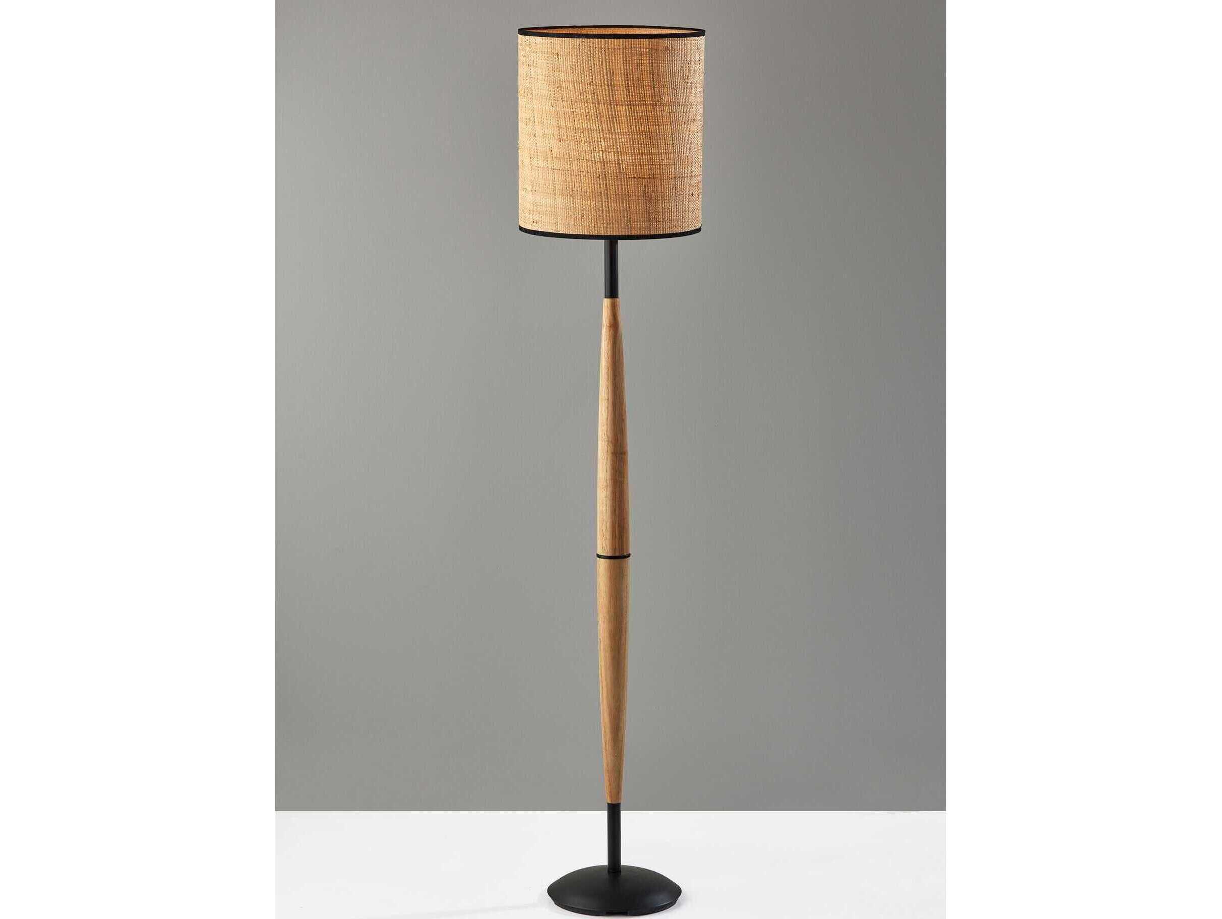 Adesso Cayman Black Natural Brown Floor Lamp