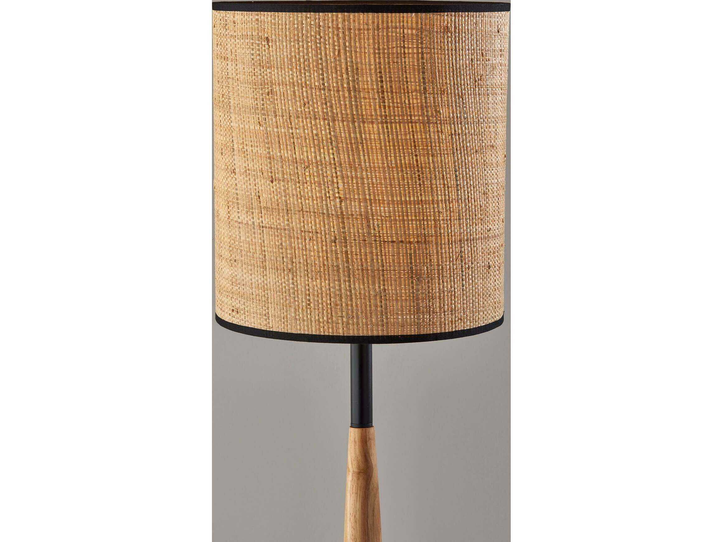 Adesso Cayman Black Natural Brown Floor Lamp