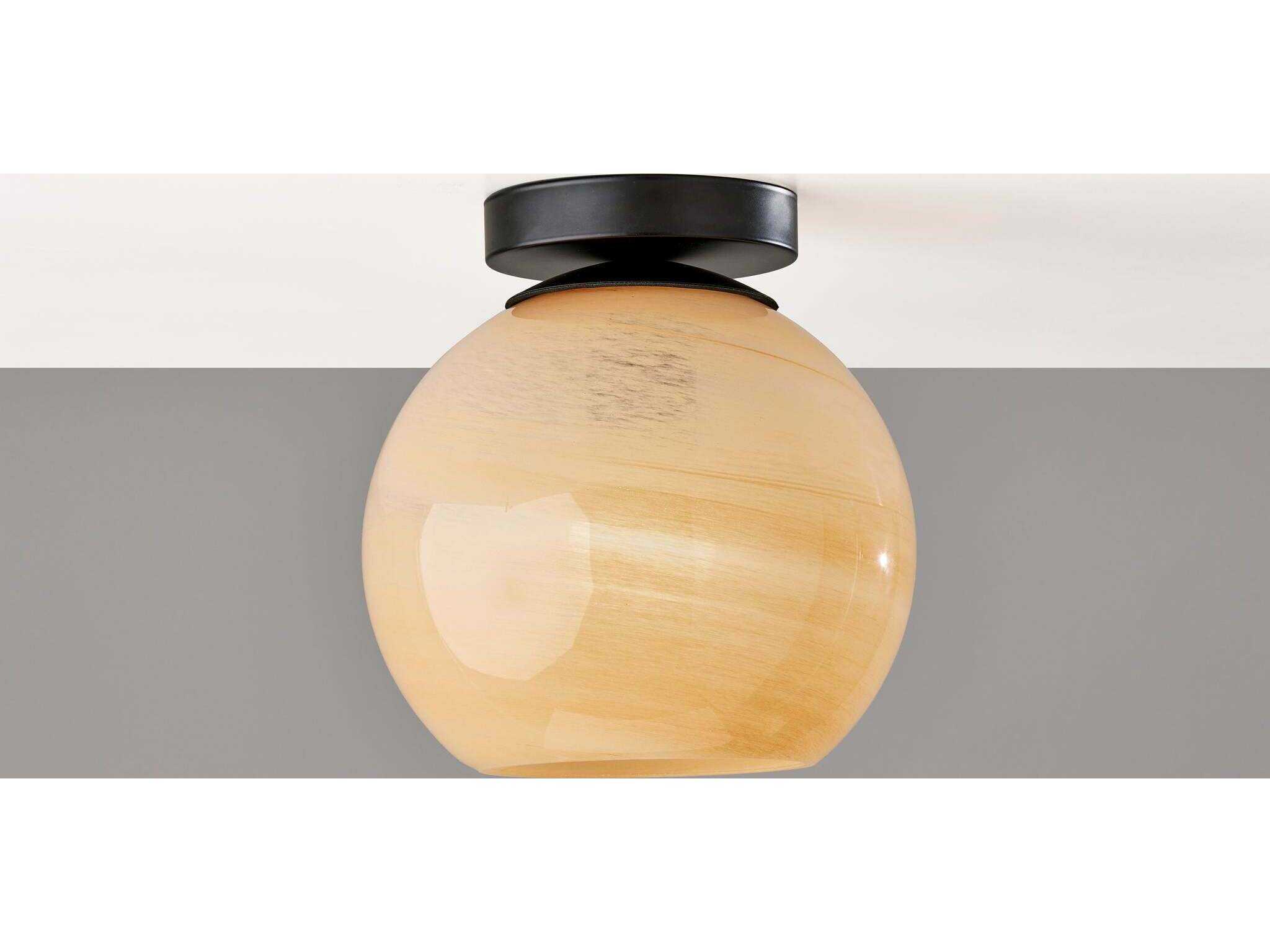 Adesso Nolan Black Globe Flush Mount