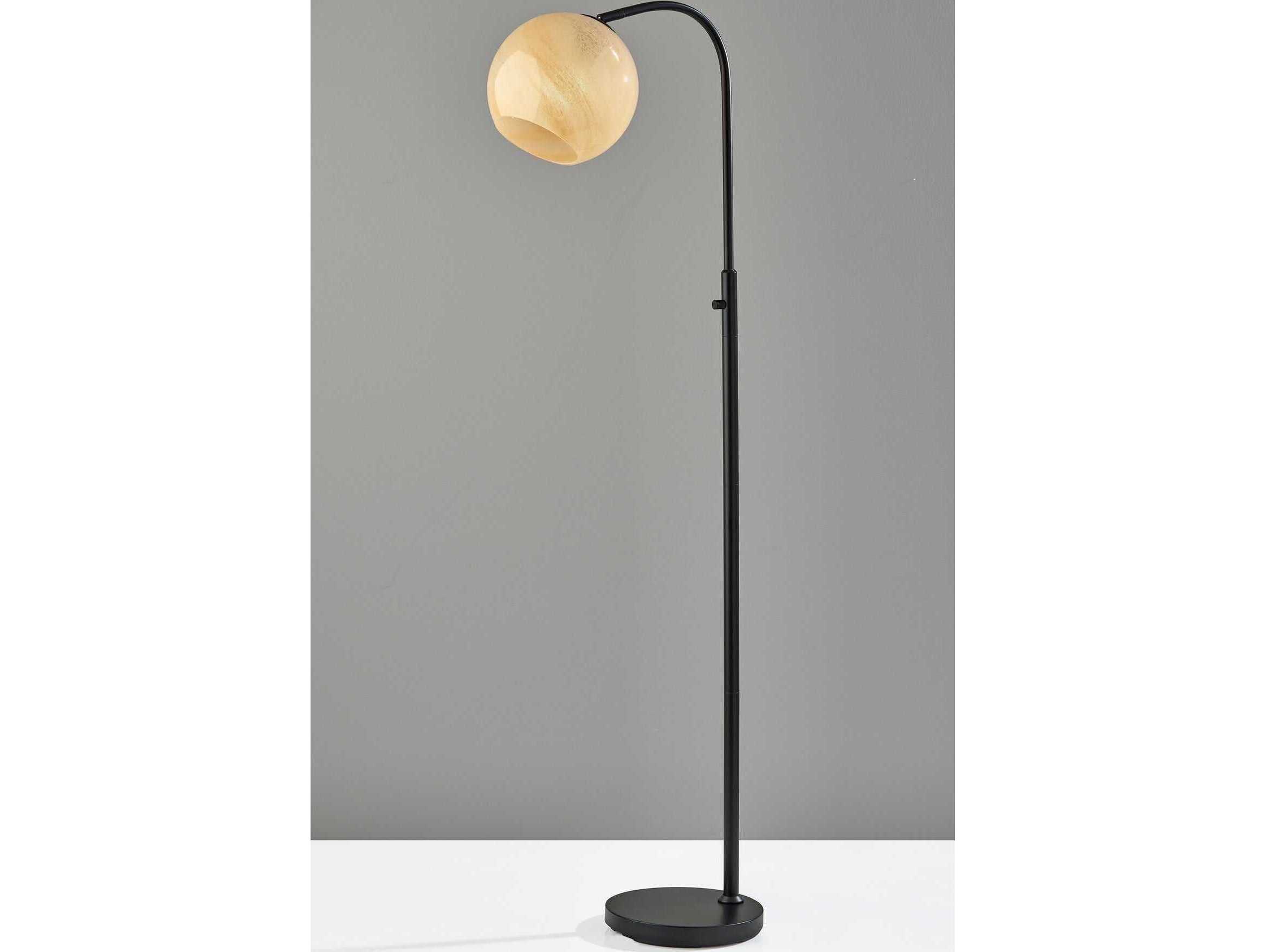 Adesso Nolan Black Beige Ombre Glass Floor Lamp