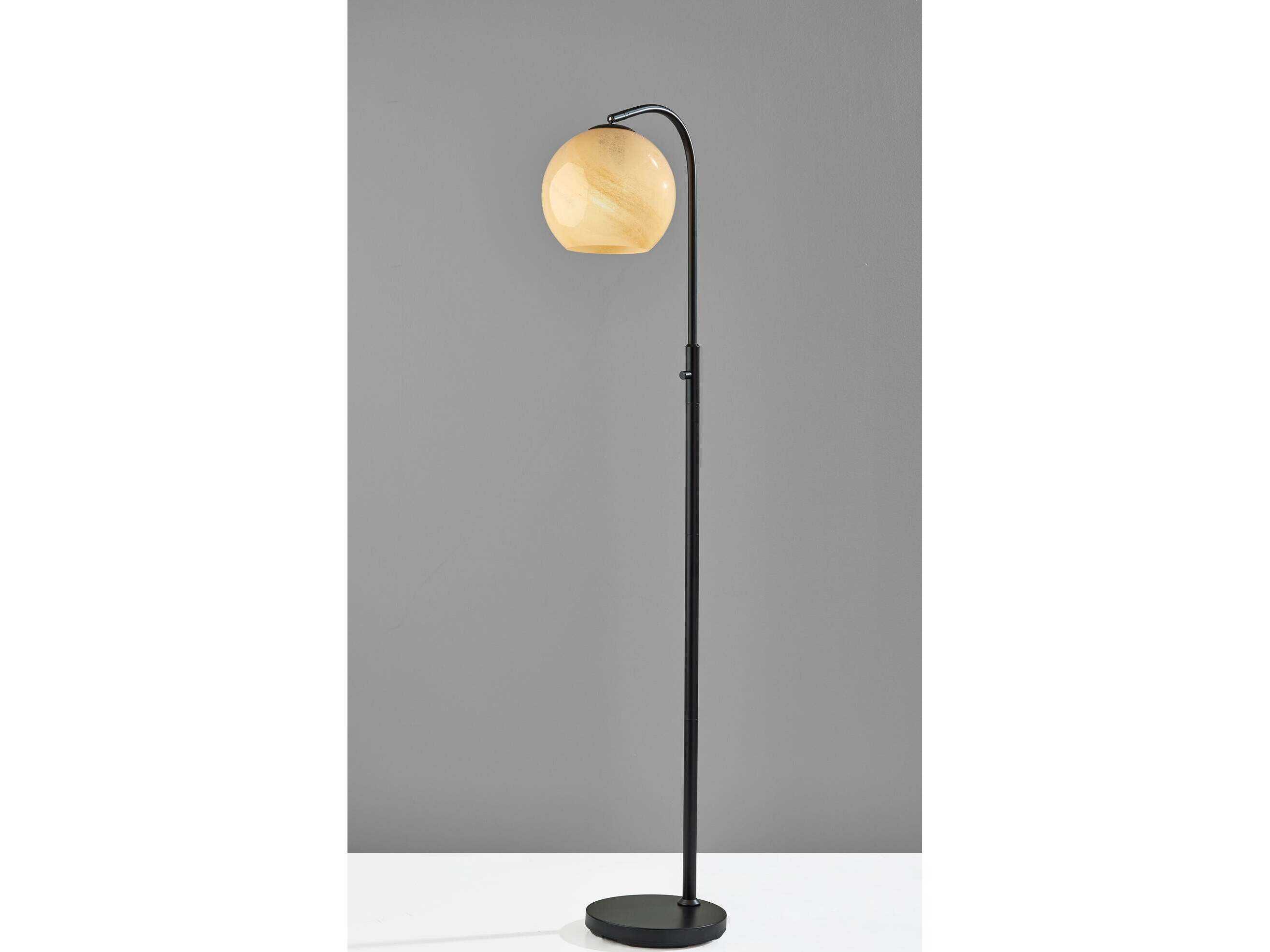 Adesso Nolan Black Beige Ombre Glass Floor Lamp