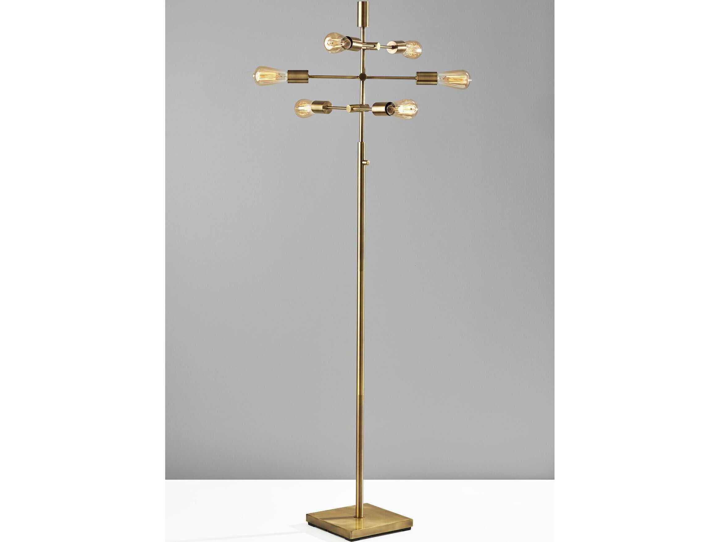Adesso Sputnik Antique Brass Floor Lamp
