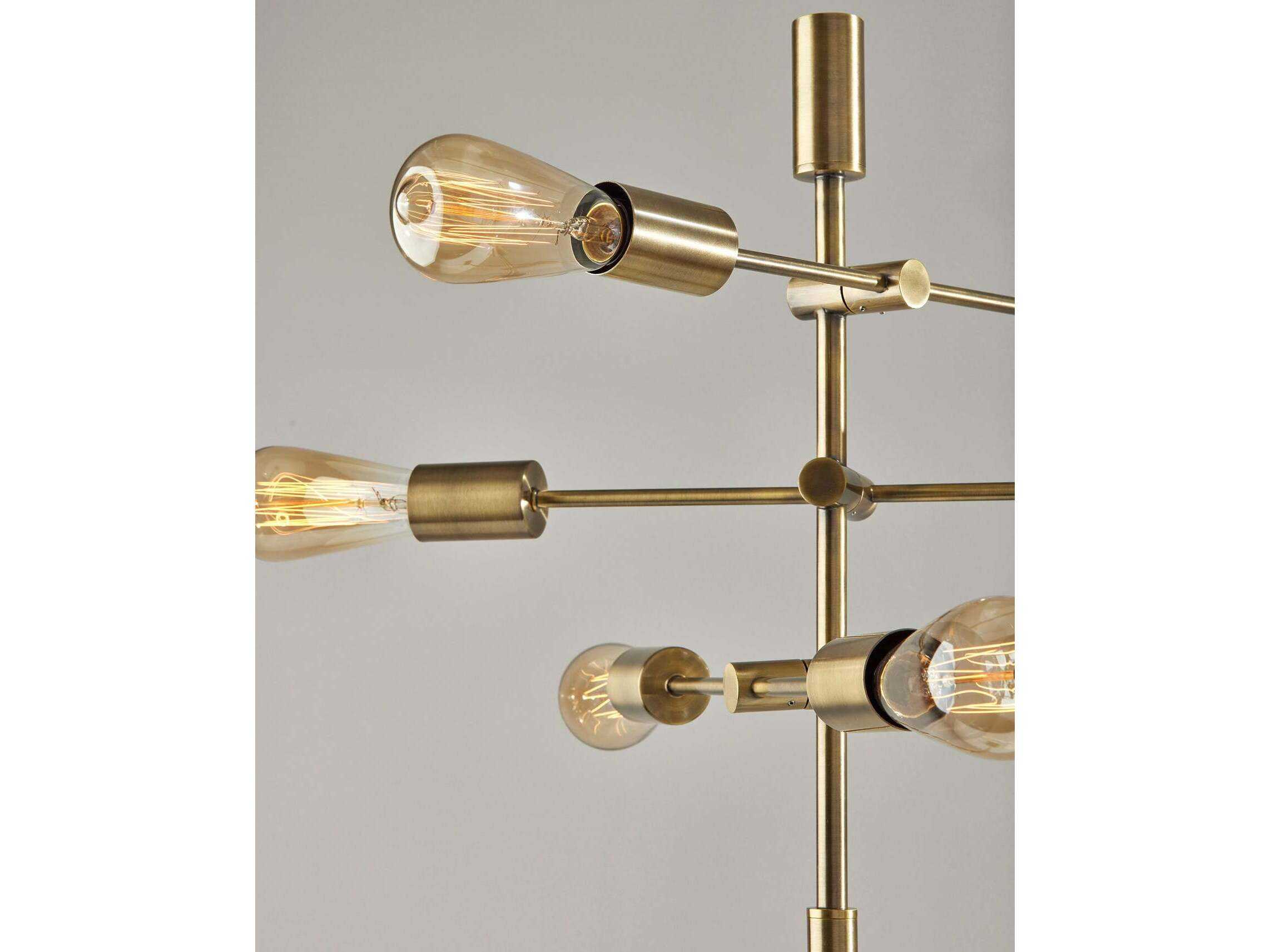 Adesso Sputnik Antique Brass Floor Lamp