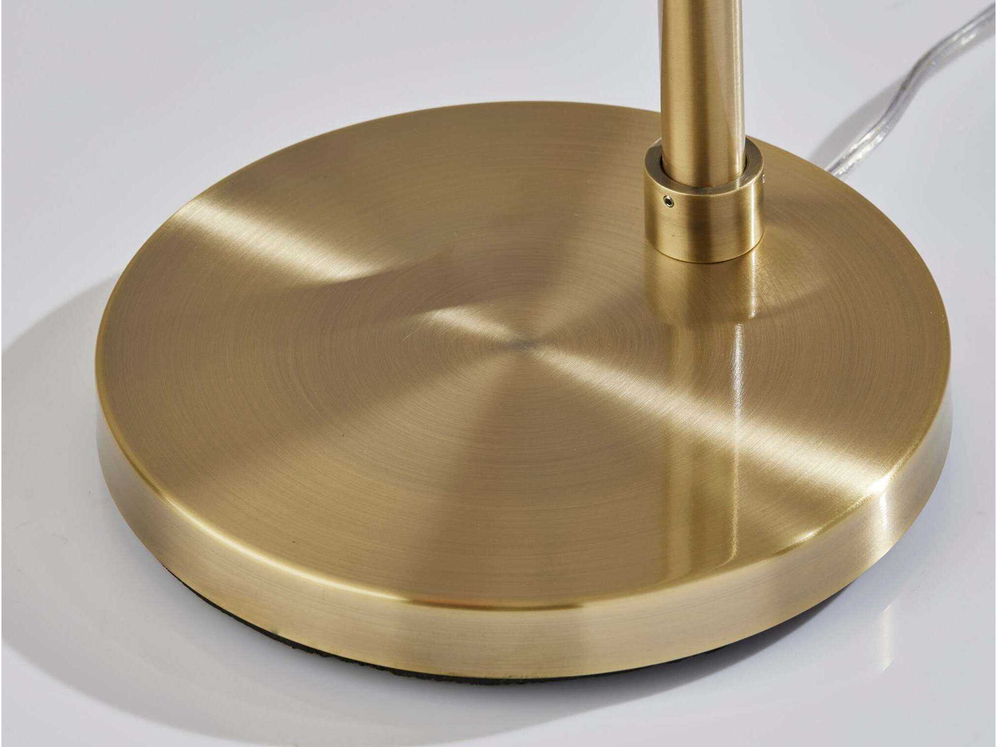 Adesso Zoe Antique Brass Smoked Glass Floor Lamp