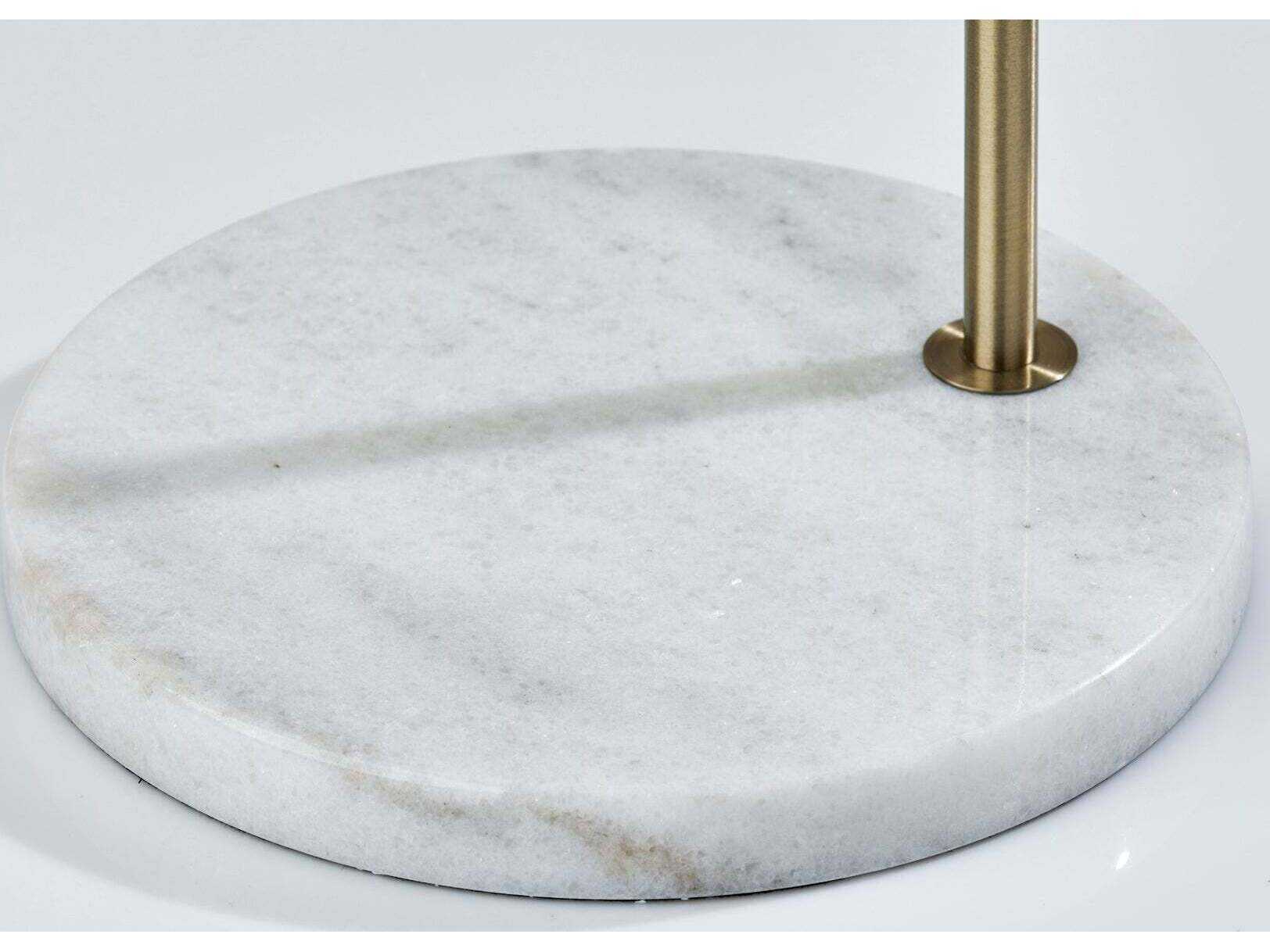 Adesso Meredith Antique Brass White Linen Floor Lamp