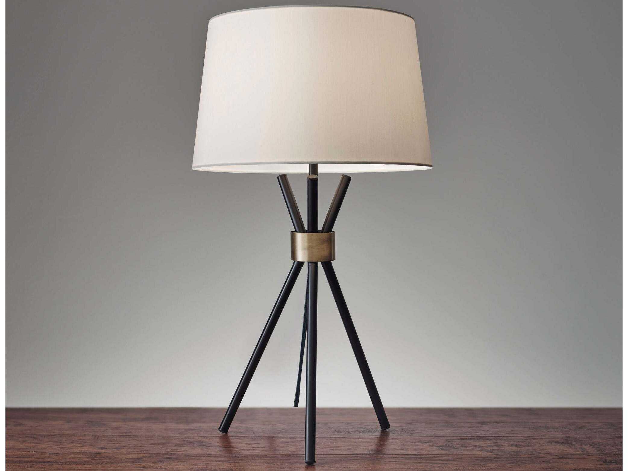 Adesso Benson Black Antique Brass Buffet Lamp