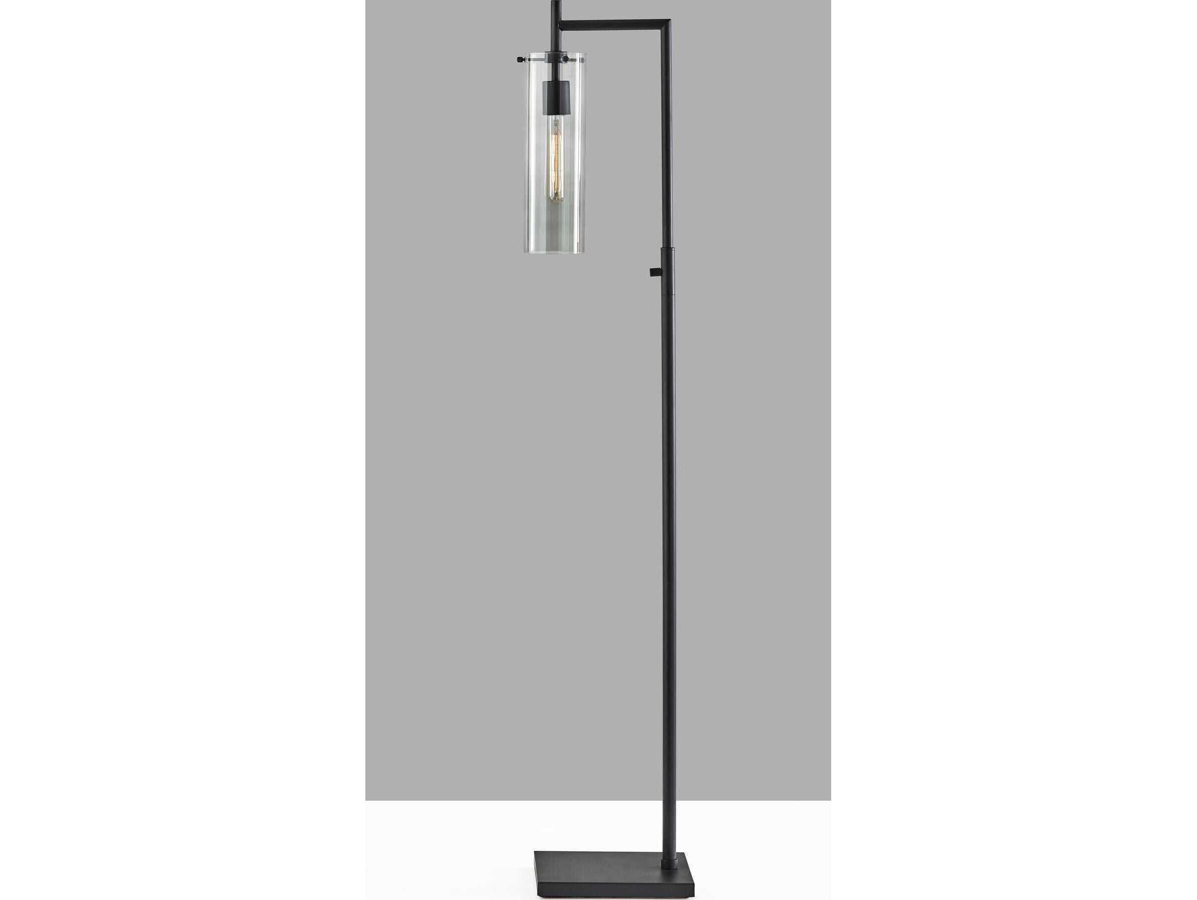 Adesso Dalton Black Smoked Glass Floor Lamp