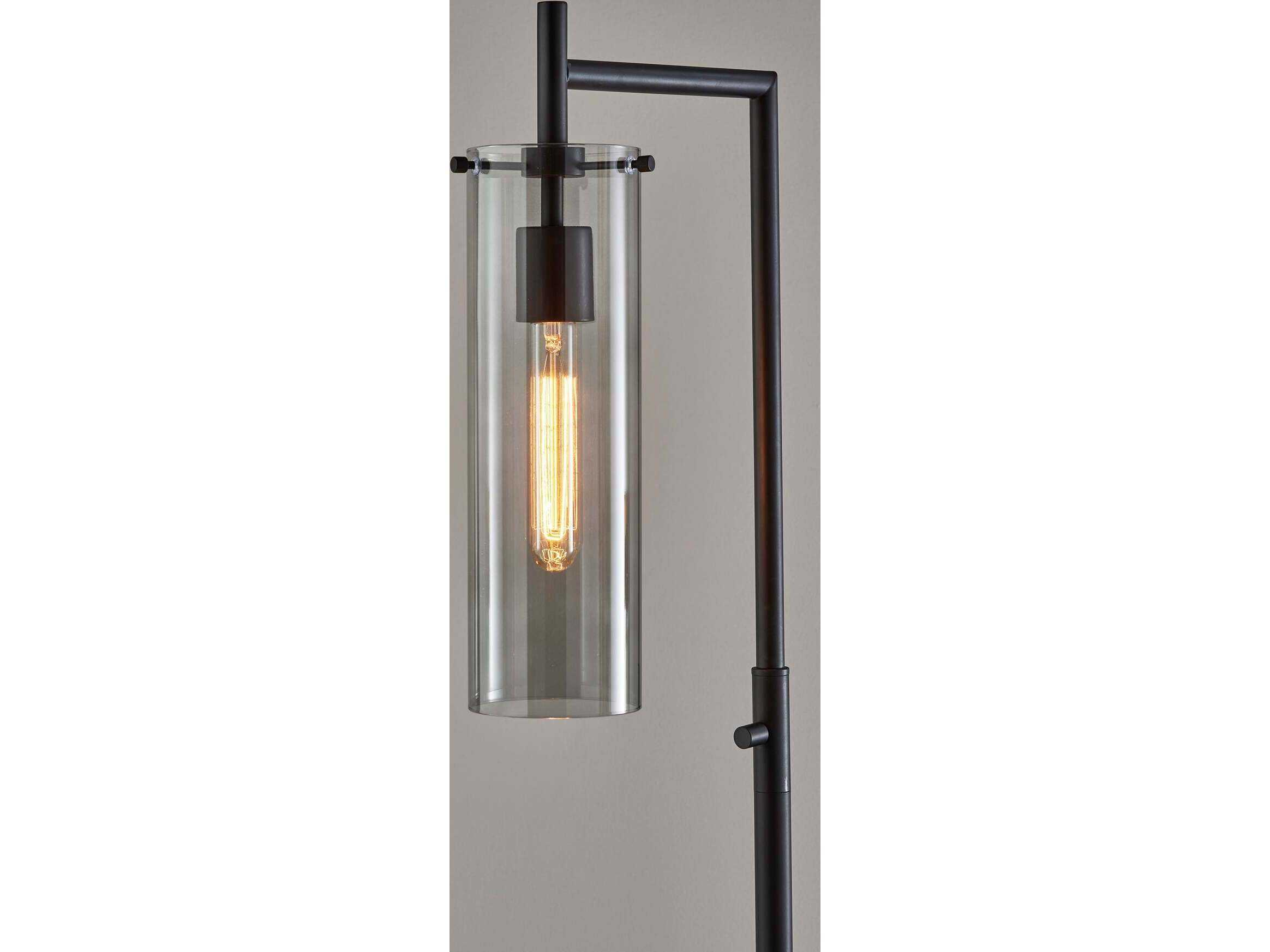 Adesso Dalton Black Smoked Glass Floor Lamp