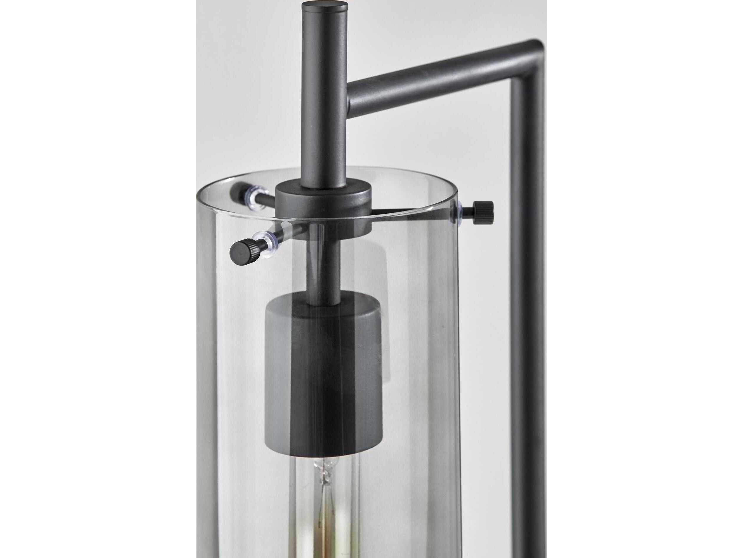 Adesso Dalton Black Smoked Glass Desk Lamp