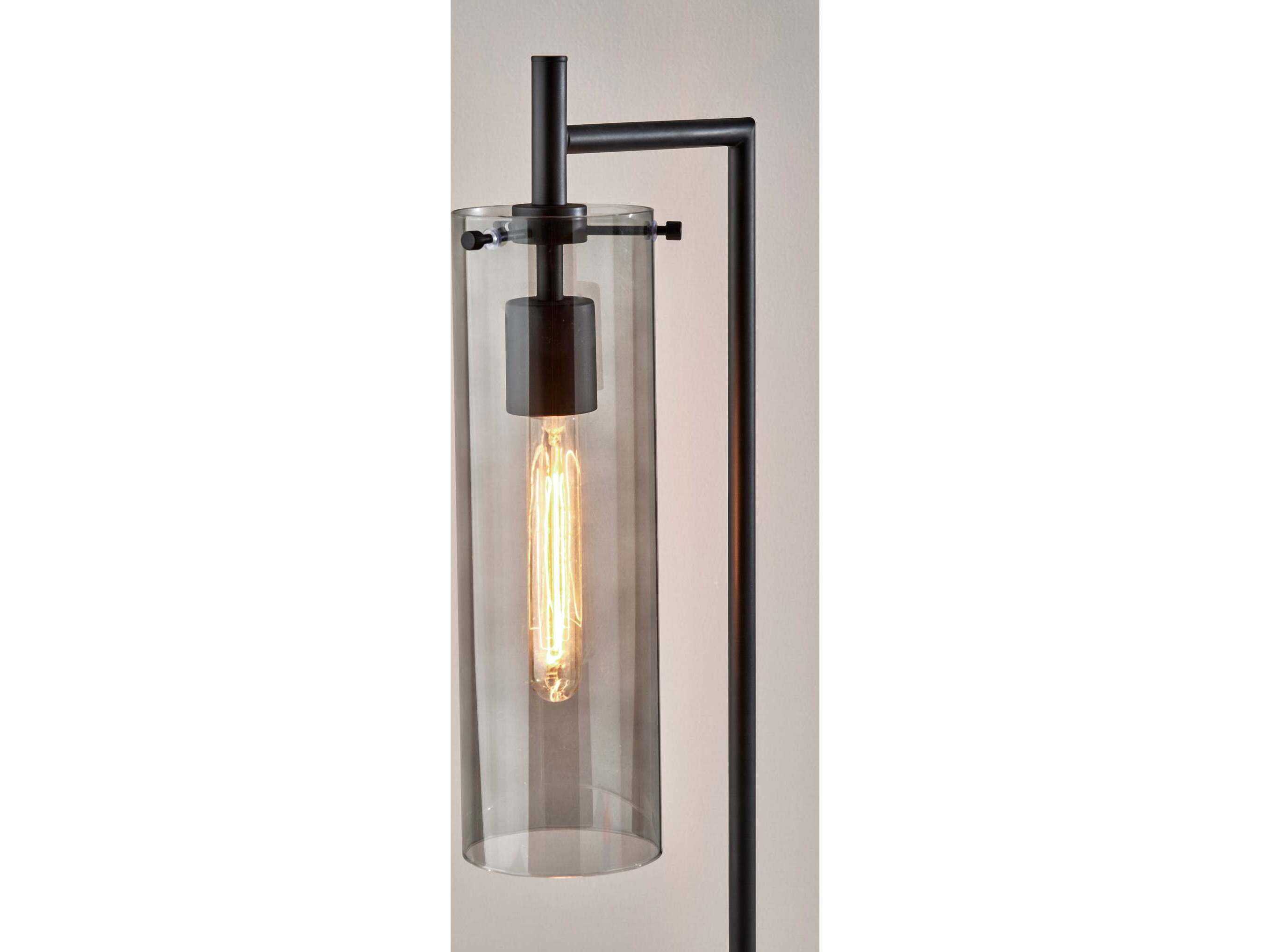 Adesso Dalton Black Smoked Glass Desk Lamp