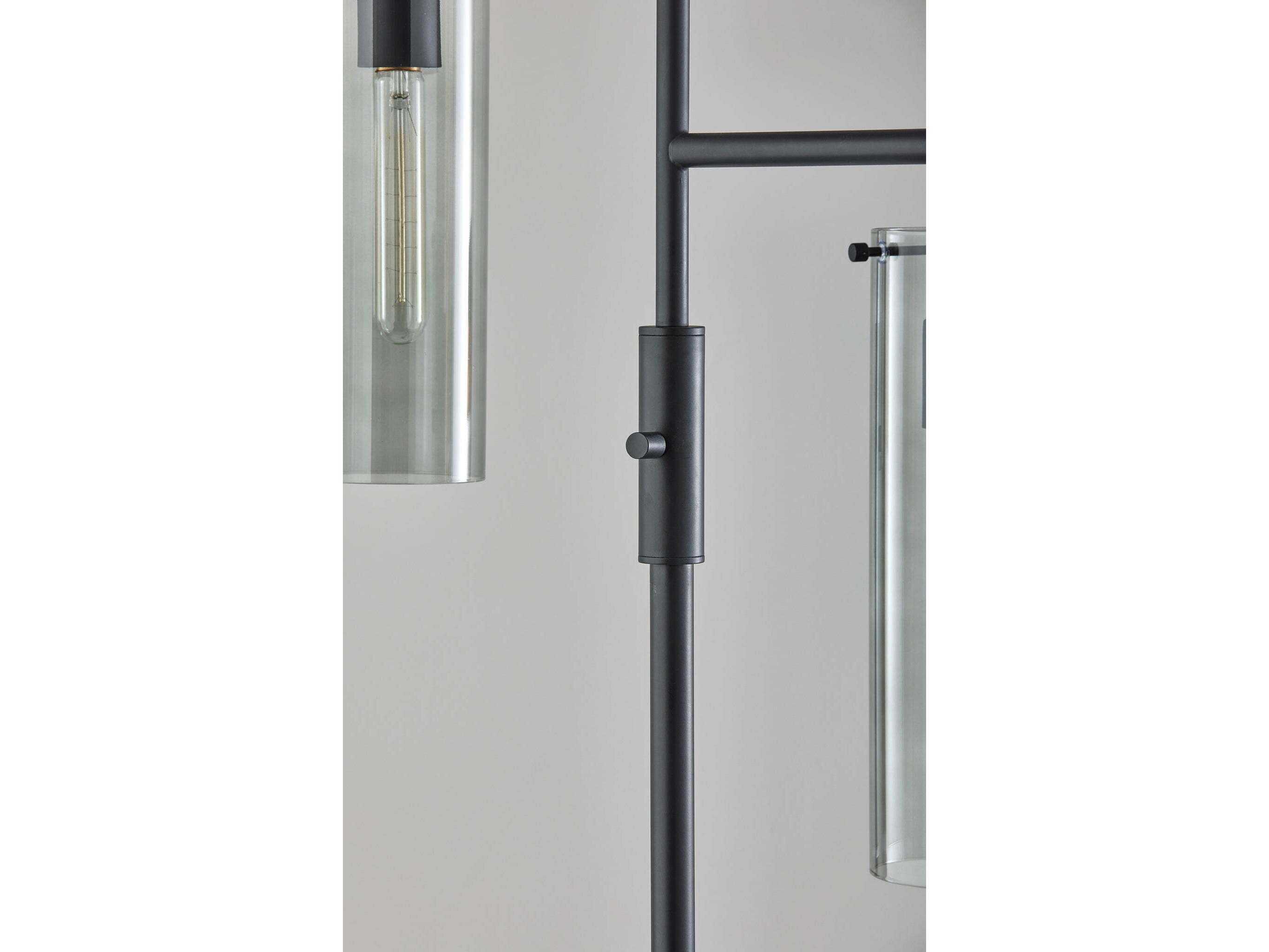 Adesso Dalton Black Smoked Glass Floor Lamp