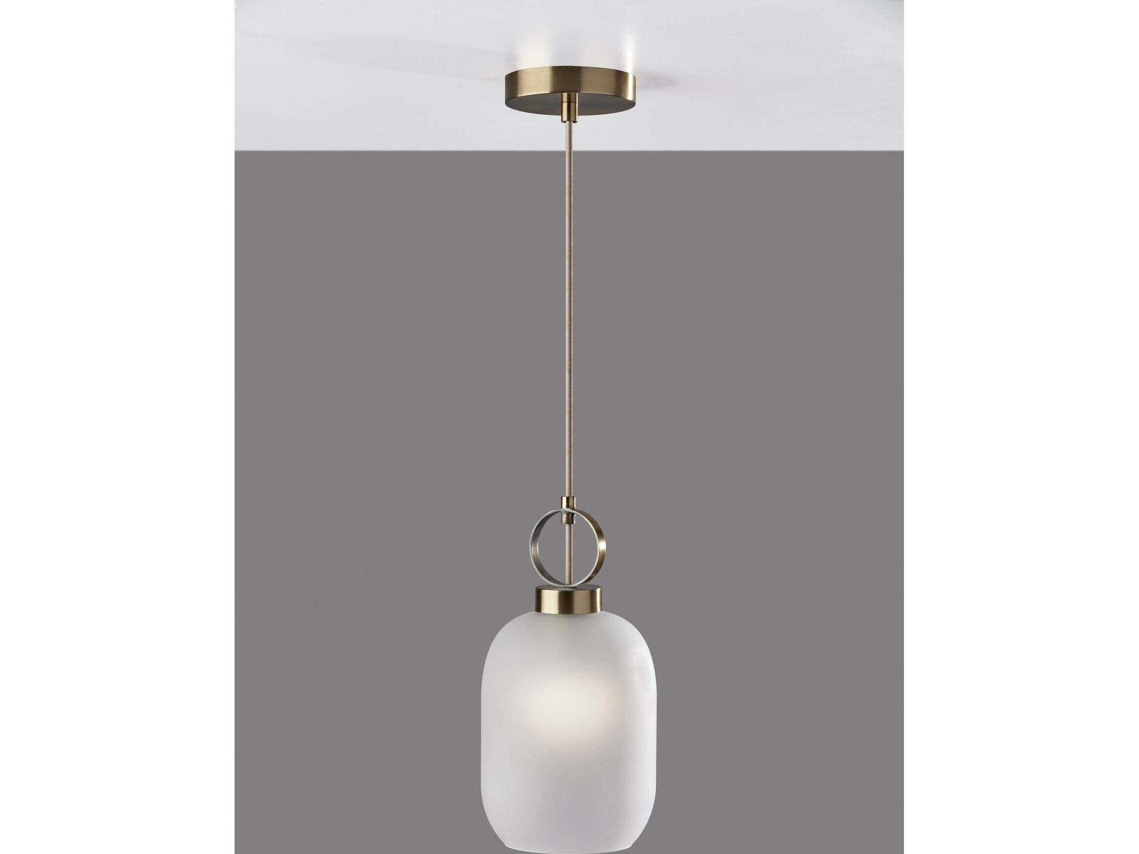 Adesso Lancaster Antique Brass Cylinder Mini Pendant