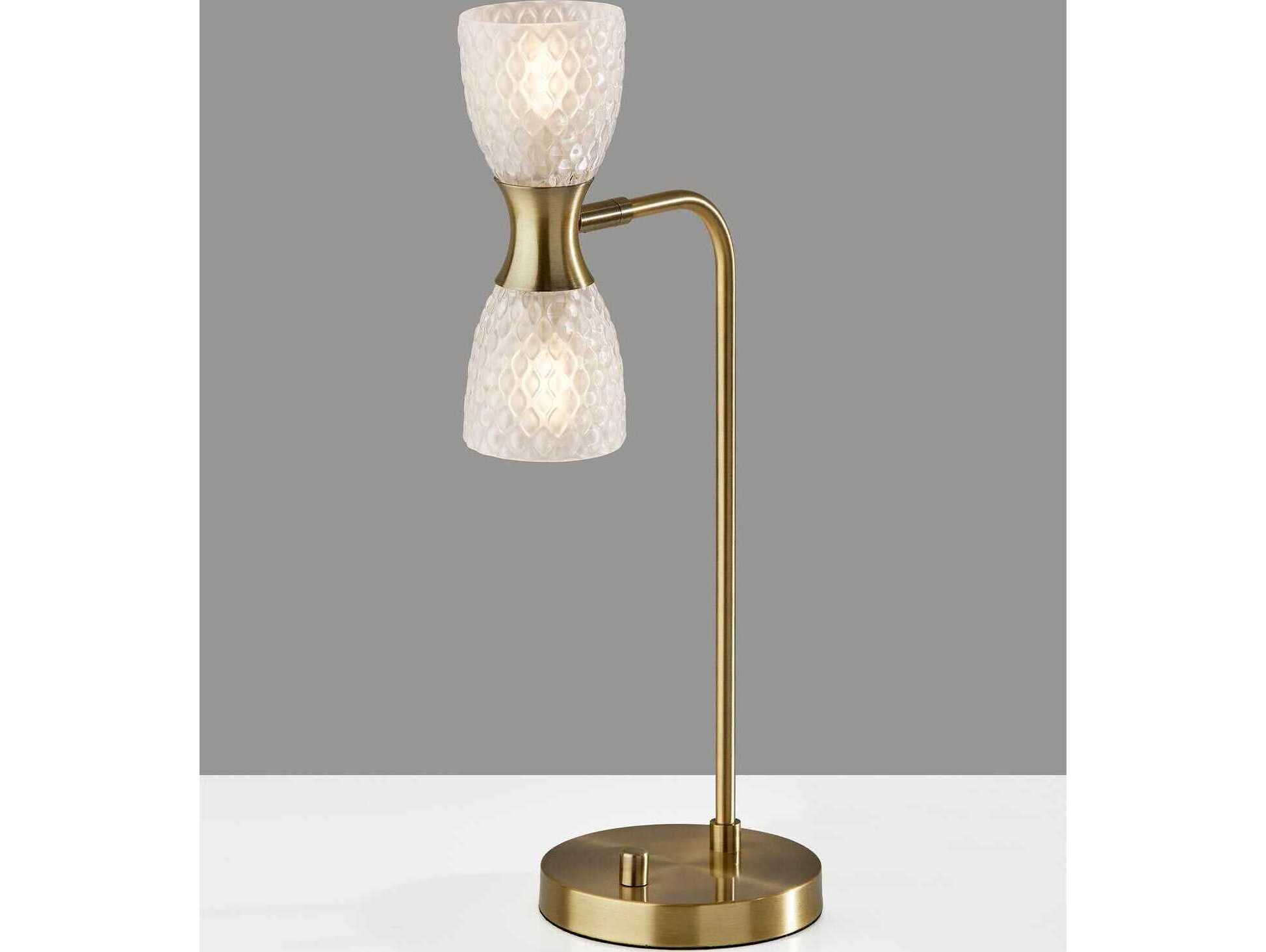 Adesso Nina Antique Brass Textured Milk Glass Desk Lamp