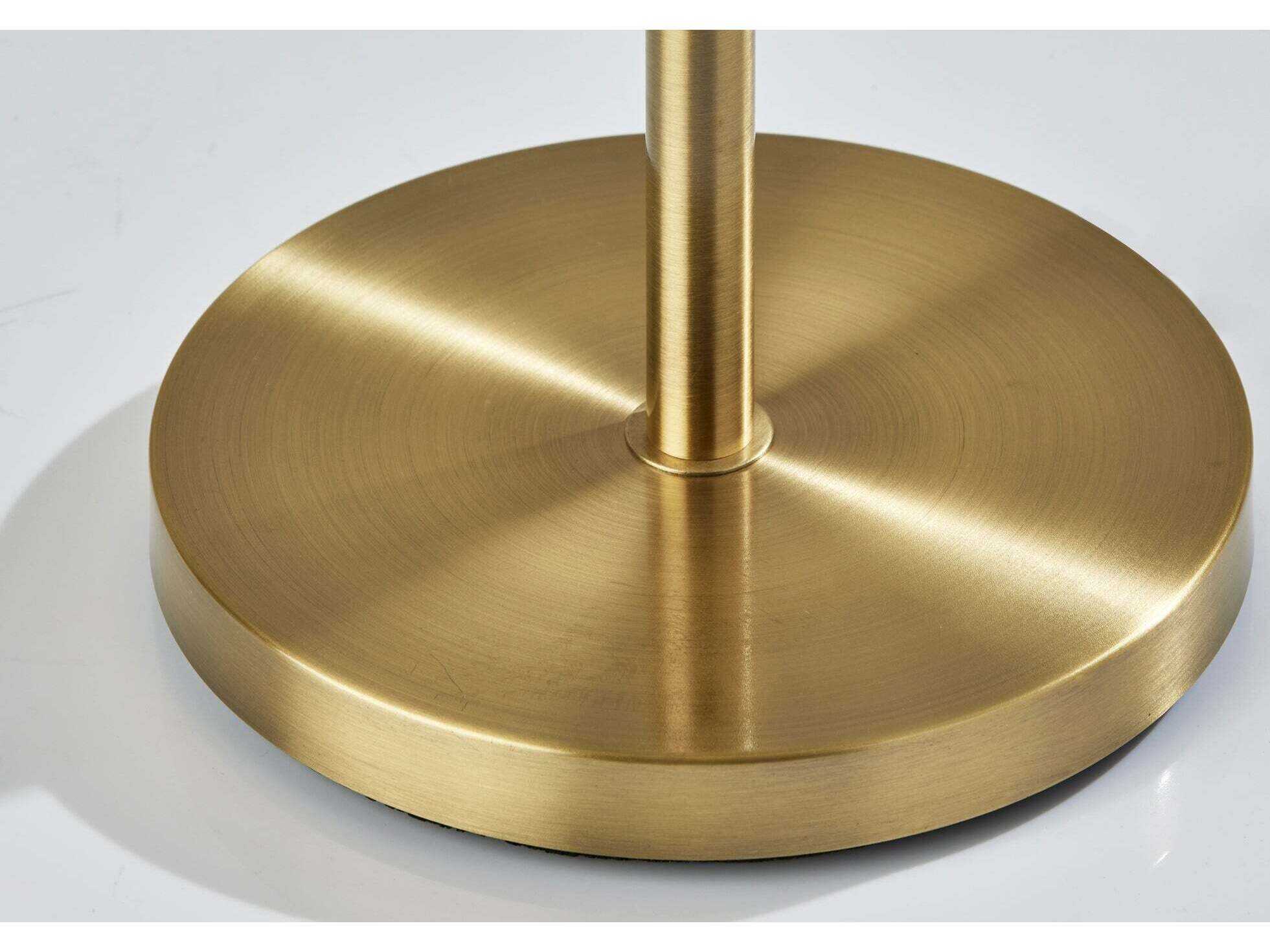 Adesso Nina Antique Brass Textured Milk Glass Floor Lamp