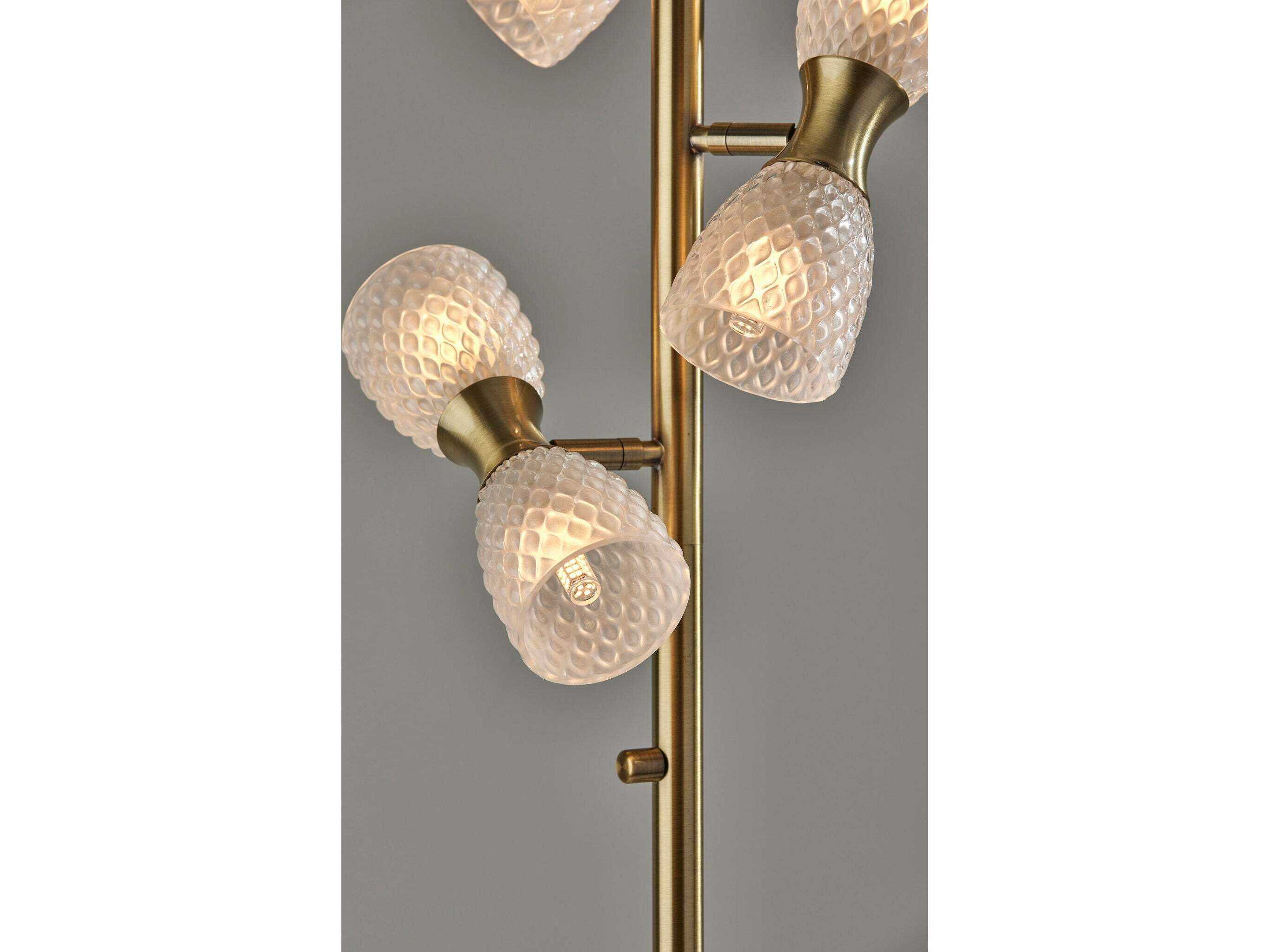 Adesso Nina Antique Brass Textured Milk Glass Floor Lamp