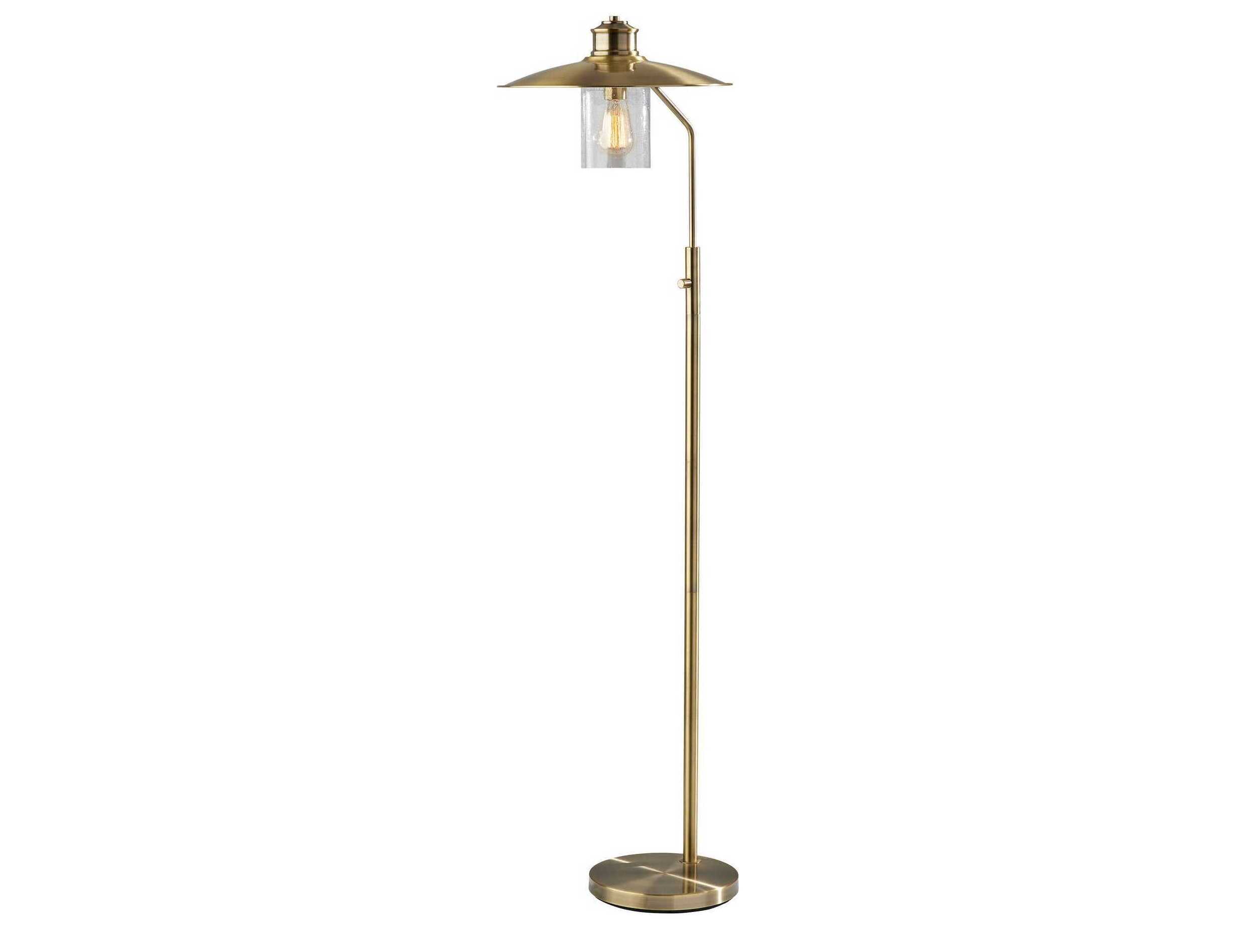 Adesso Kieran Antique Brass Metal Clear Seeded Glass Floor Lamp