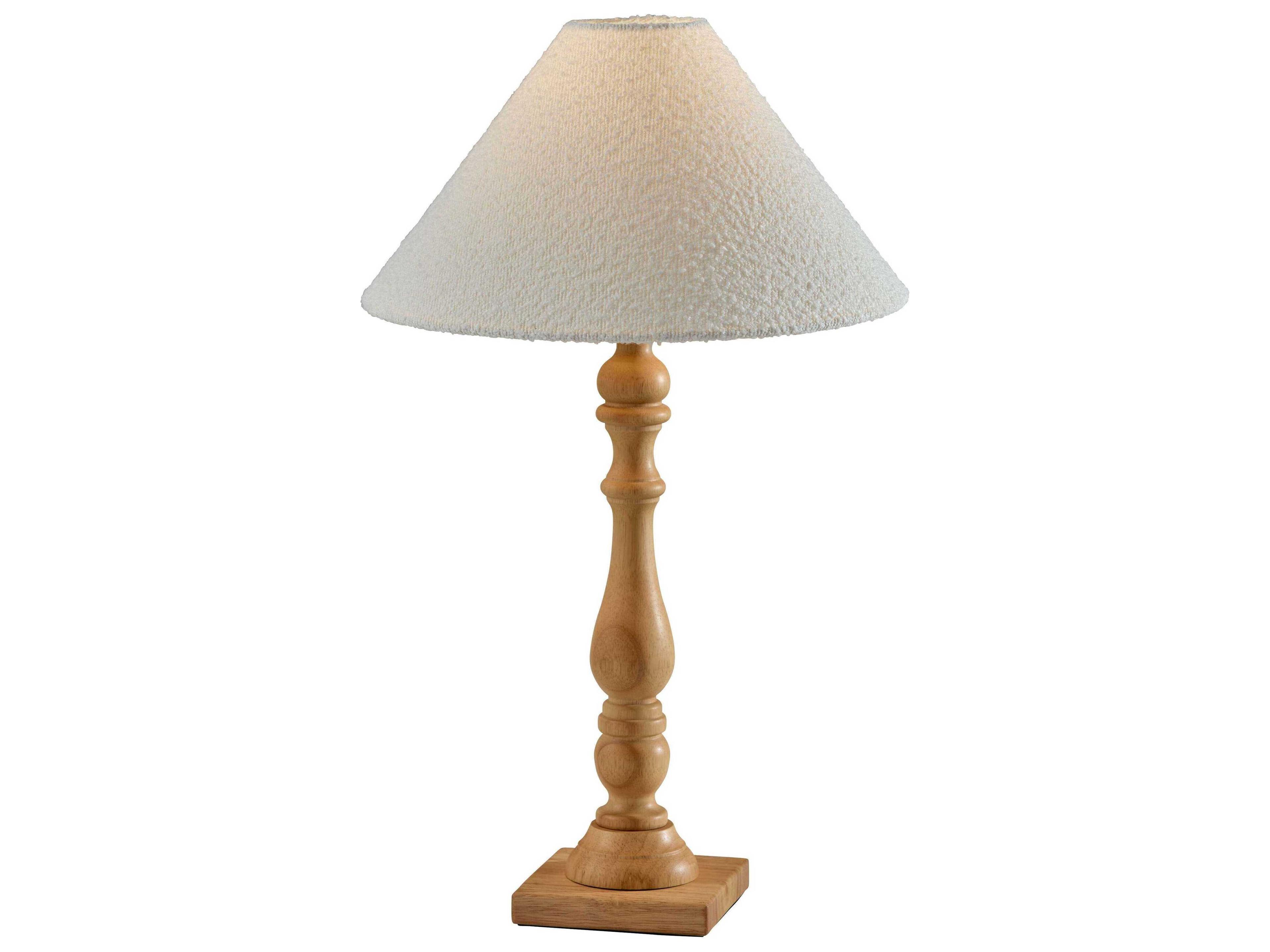 Adesso Rigby Natural White Boucle Fabric Wood Traditional Buffet Lamp
