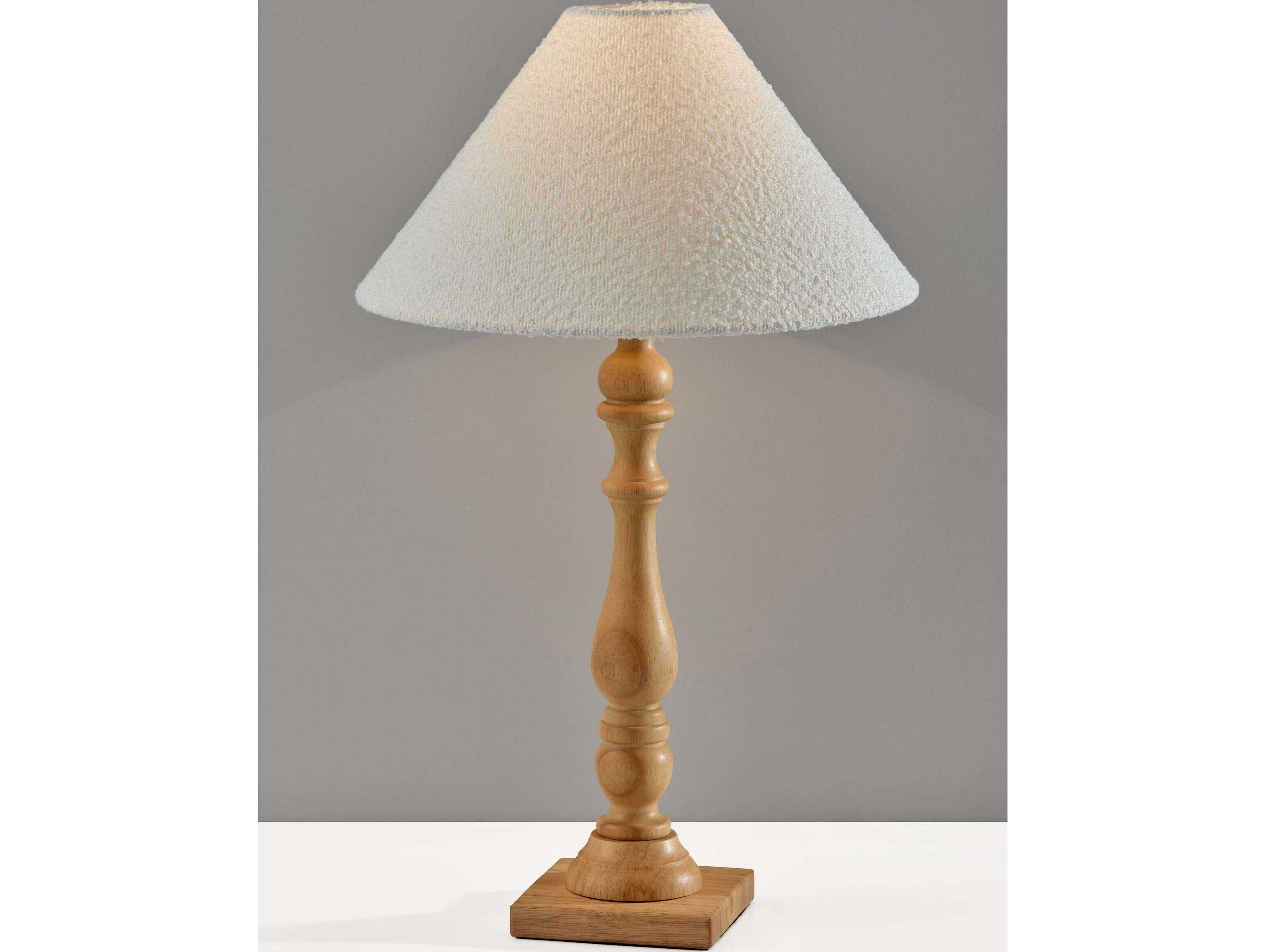 Adesso Rigby Natural White Boucle Fabric Wood Traditional Buffet Lamp